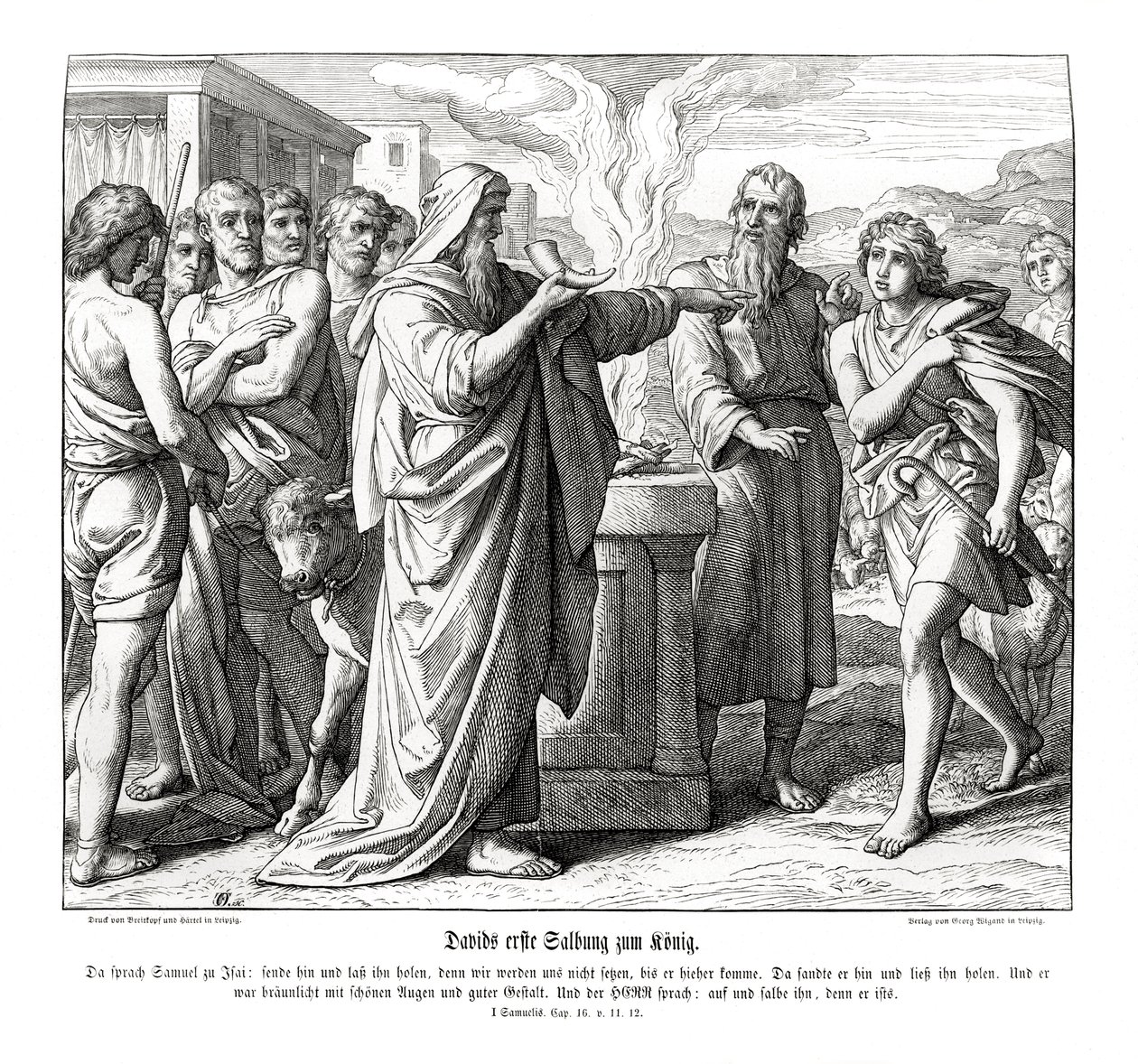 David es ungido como Rey de Israel de Julius Schnorr von Carolsfeld