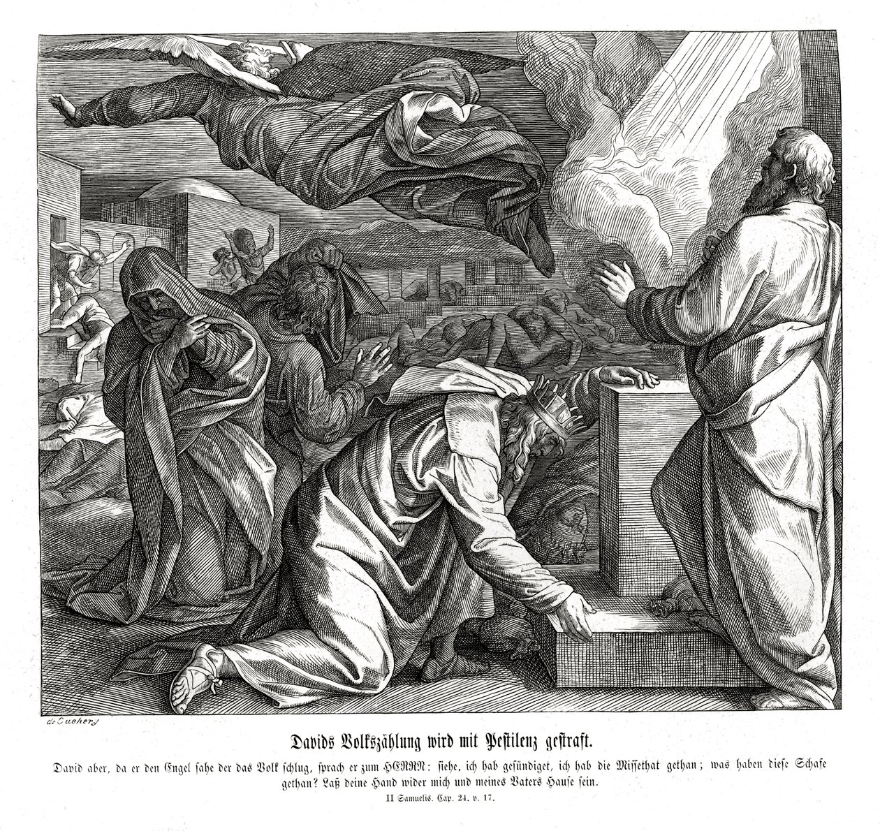 David es castigado por censar al pueblo, 2 Samuel de Julius Schnorr von Carolsfeld