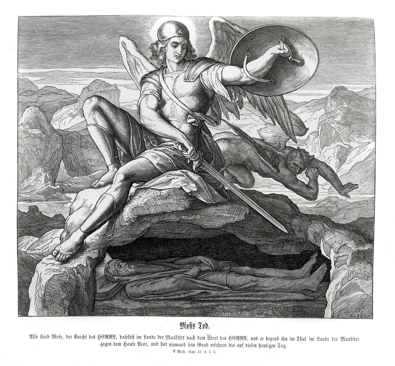 Muerte de Moisés, Deuteronomio de Julius Schnorr von Carolsfeld