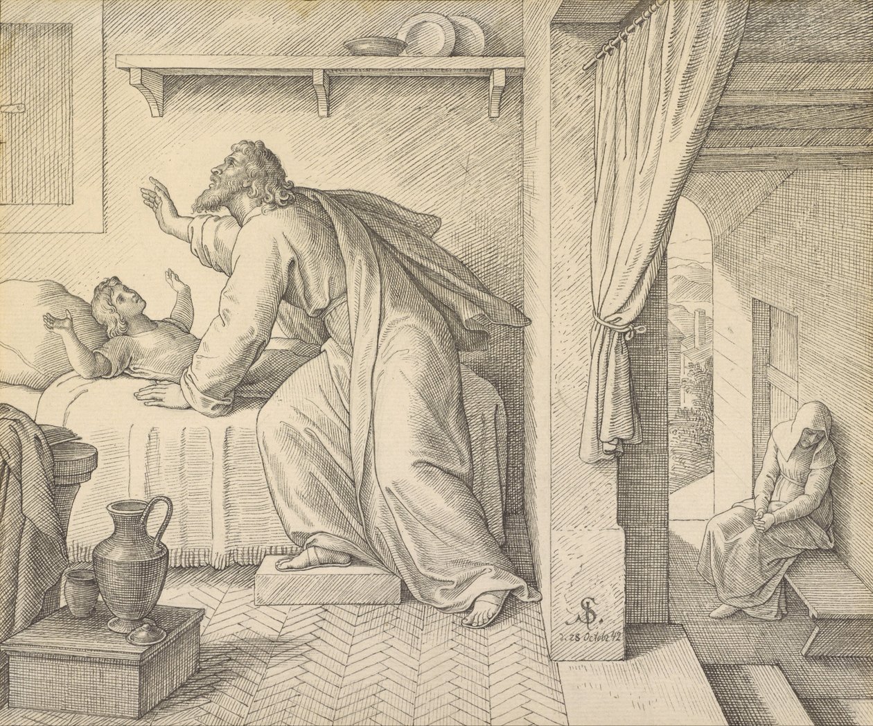 Elías revive al hijo de la viuda de Sarepta de Julius Schnorr von Carolsfeld