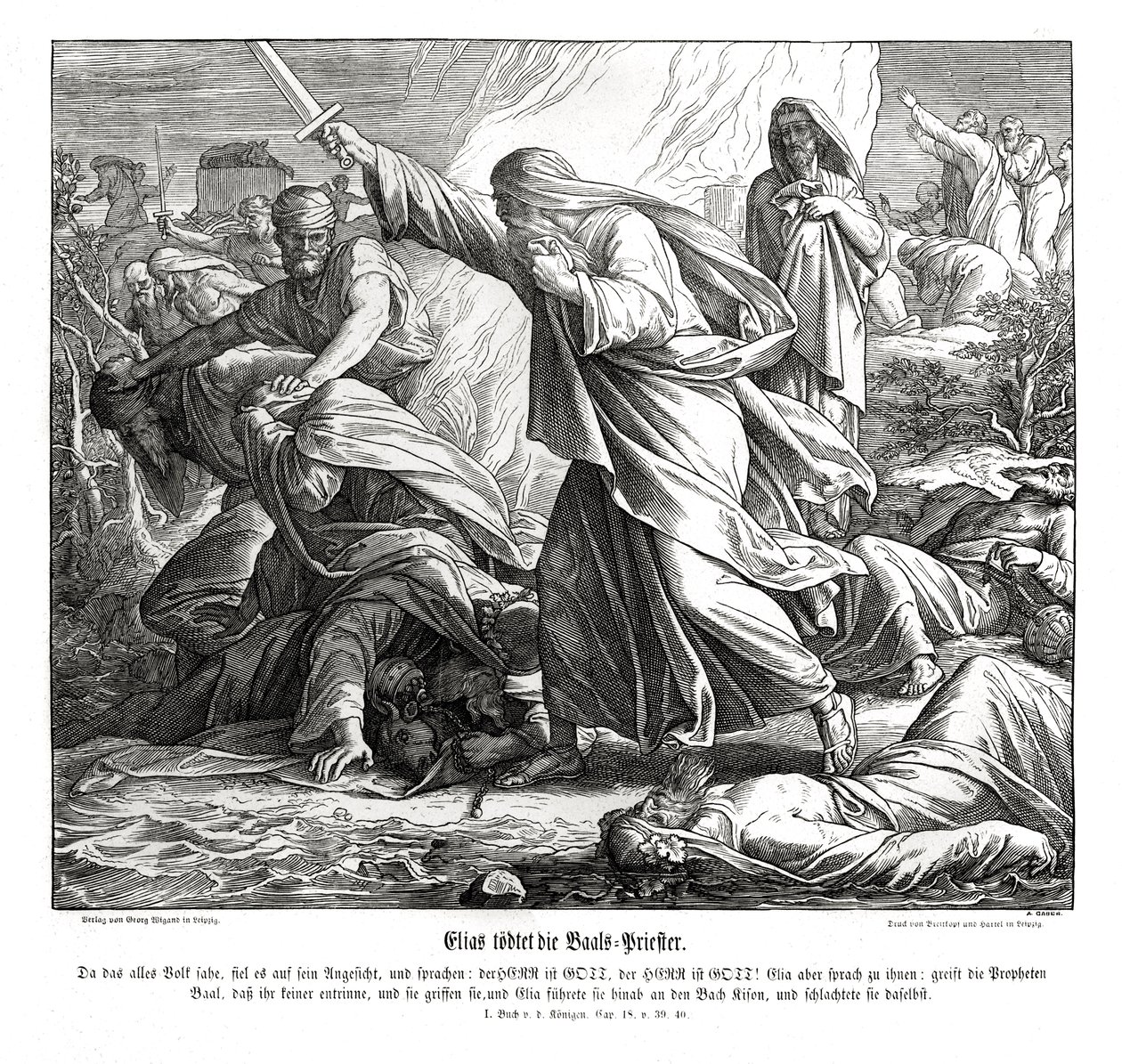 Elías mata a los profetas de Baal de Julius Schnorr von Carolsfeld