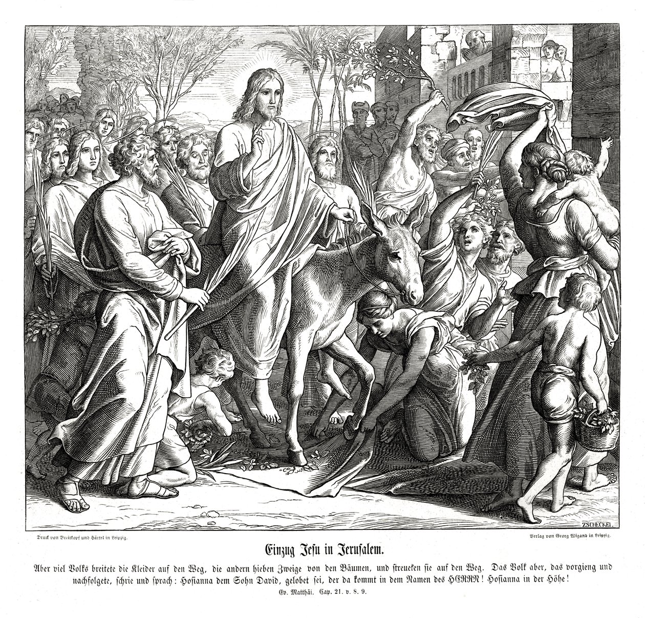 Entrada de Jesús en Jerusalén, Evangelio de Mateo de Julius Schnorr von Carolsfeld