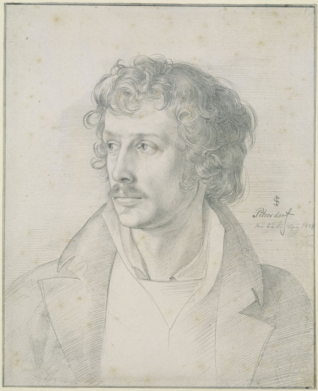 Friedrich Olivier a la edad de 25 años, retrato de busto, mirando hacia la izquierda de Julius Schnorr von Carolsfeld