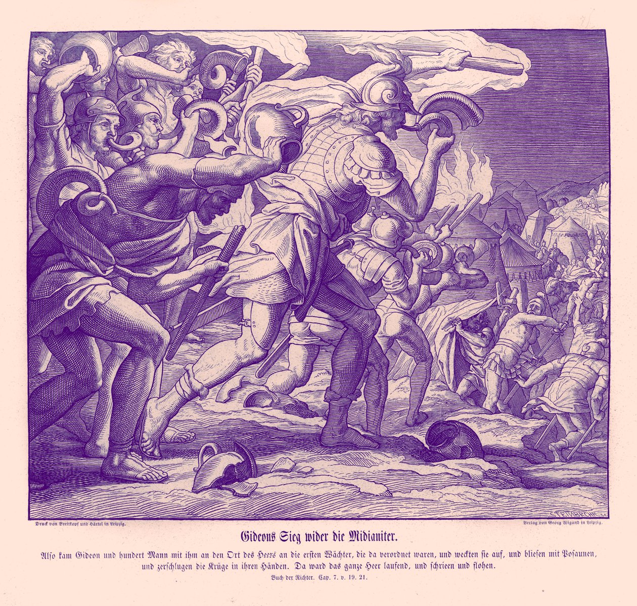 La victoria de Gedeón contra los madianitas, Jueces de Julius Schnorr von Carolsfeld