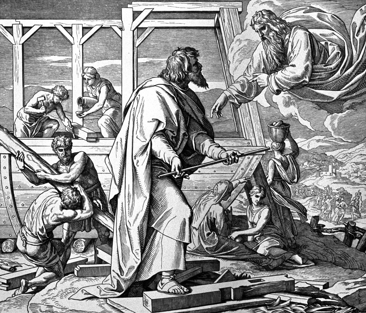 Dios advierte a Noé del diluvio de Julius Schnorr von Carolsfeld