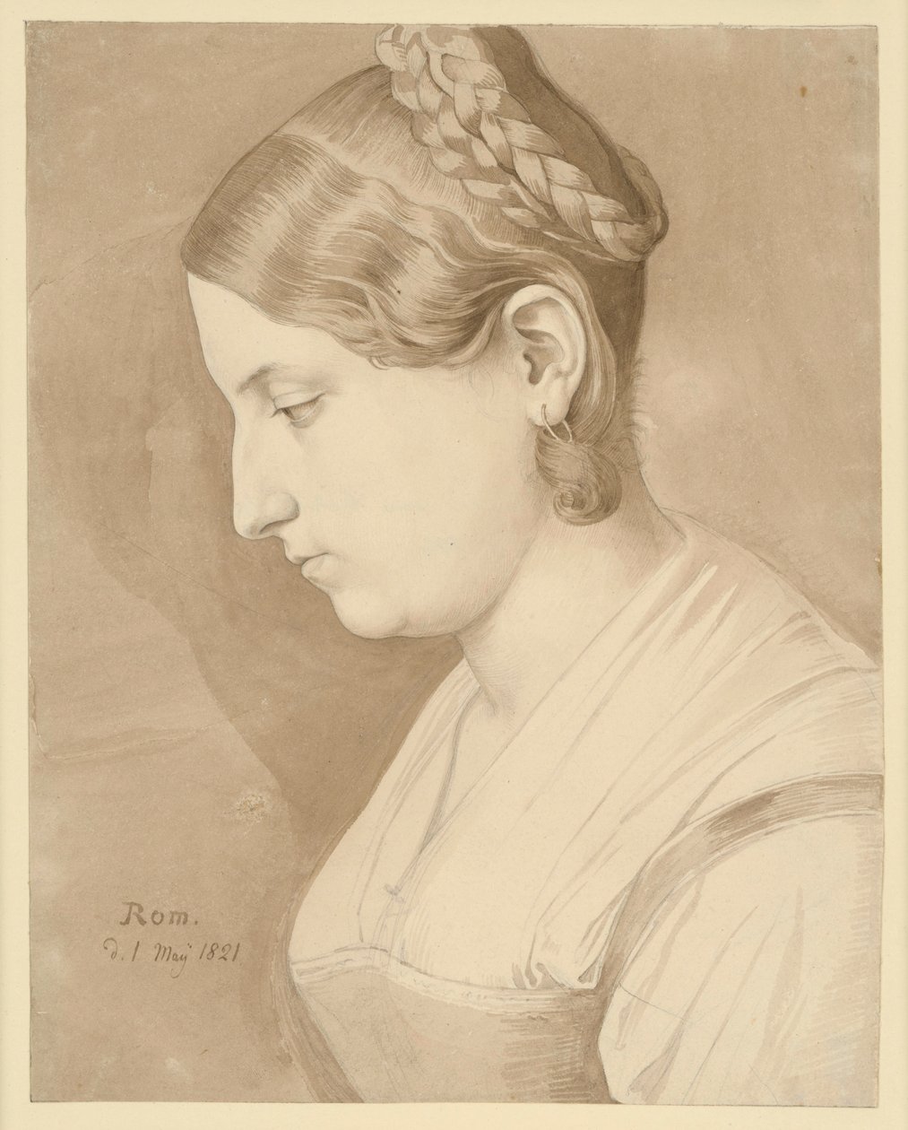 Italiana. Retrato de busto, visto de perfil, mirando hacia la izquierda de Julius Schnorr von Carolsfeld