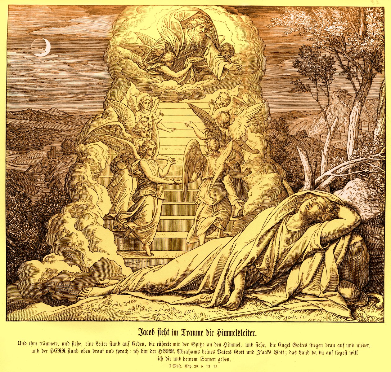 Jacob sueña con la escalera al cielo, Génesis de Julius Schnorr von Carolsfeld