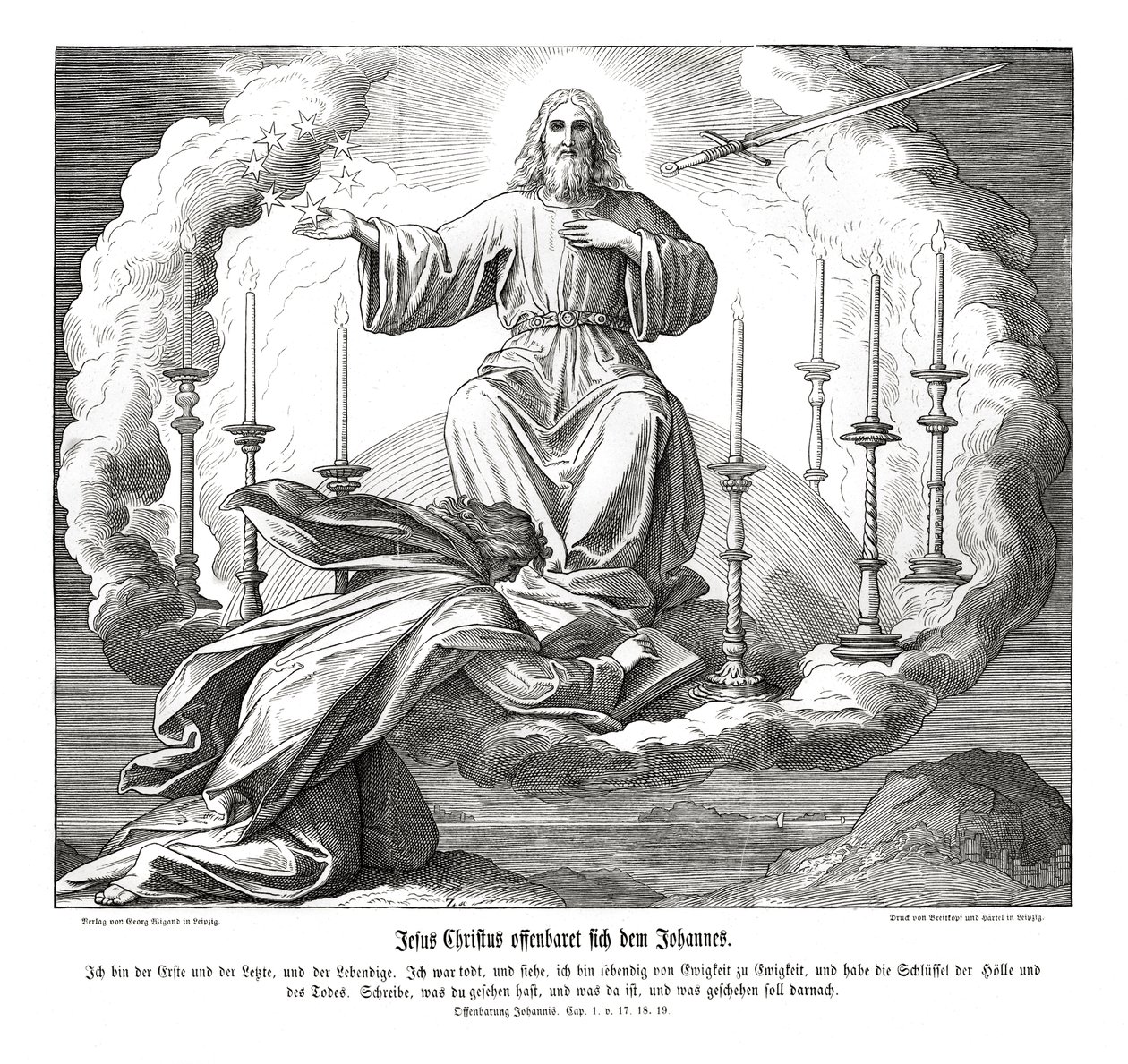 Jesucristo se revela a Juan, Apocalipsis de Julius Schnorr von Carolsfeld