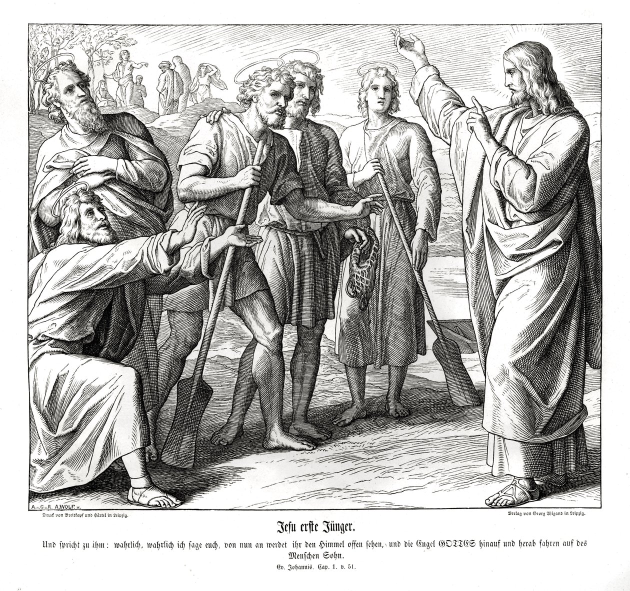 Jesús y Natanael, Evangelio de Juan de Julius Schnorr von Carolsfeld