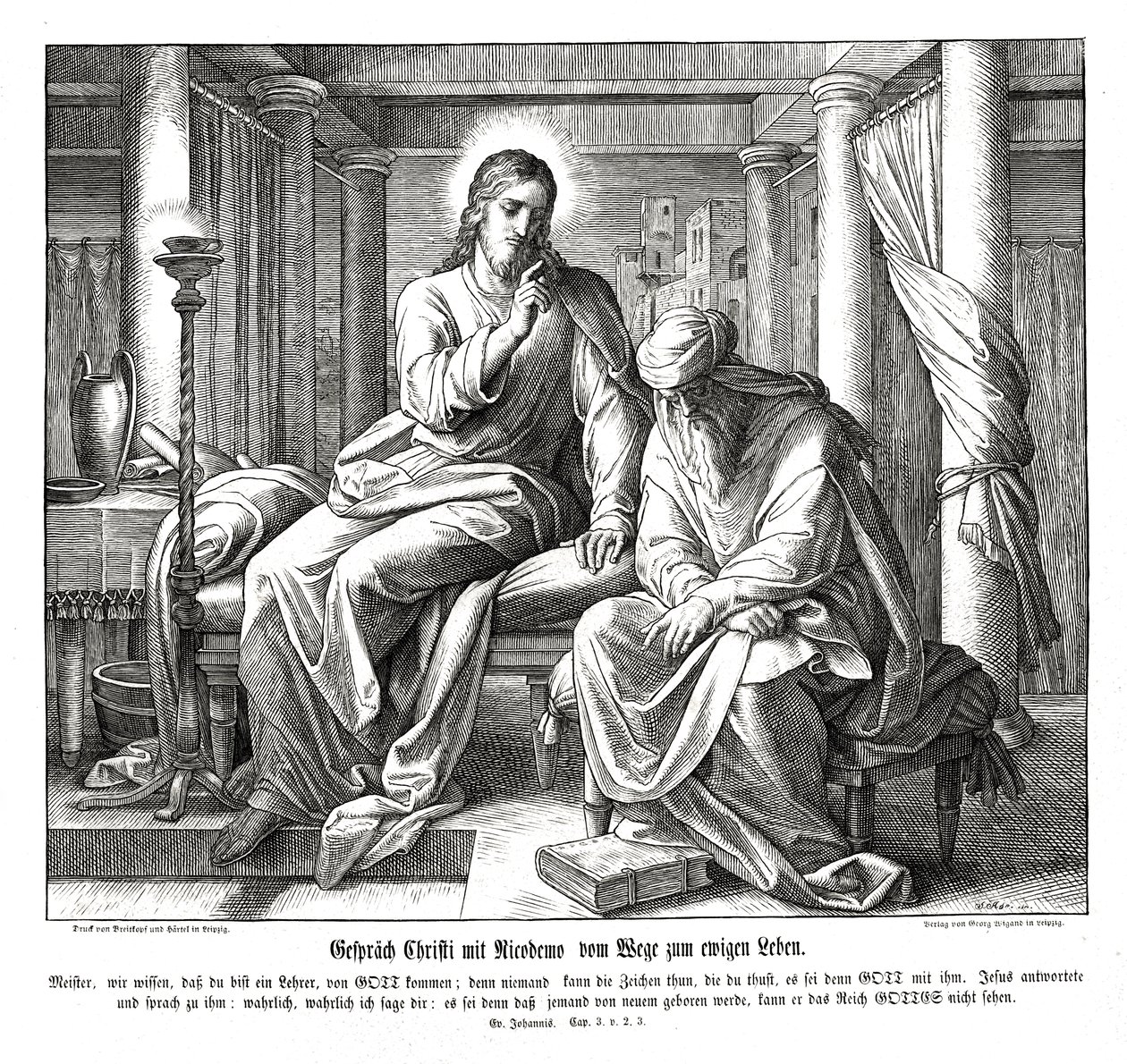Jesús y Nicodemo, Evangelio de Juan de Julius Schnorr von Carolsfeld