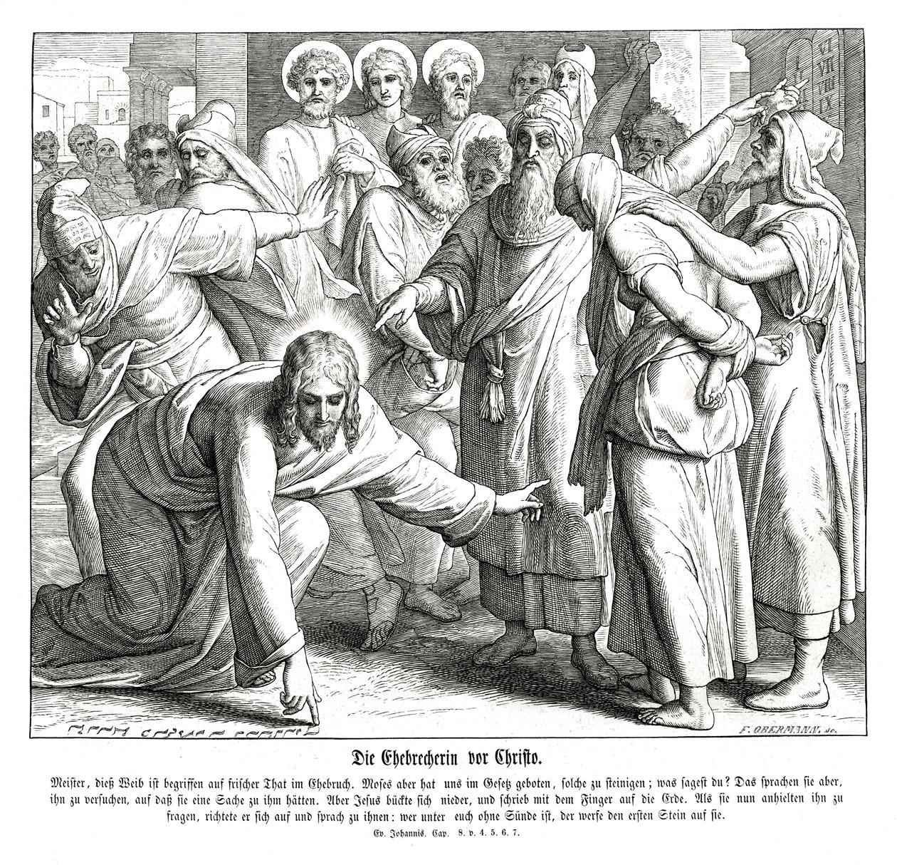 Jesús y la mujer adúltera, Evangelio de Juan de Julius Schnorr von Carolsfeld