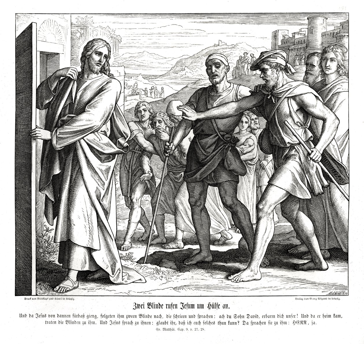 Jesús y los ciegos, Evangelio de Mateo de Julius Schnorr von Carolsfeld