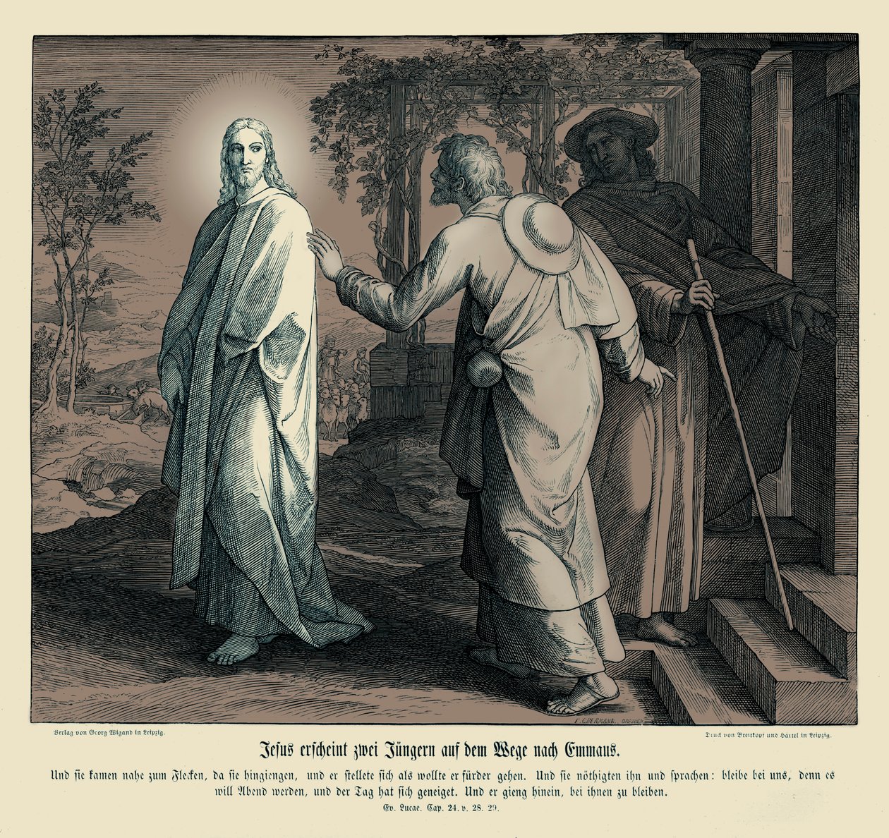 Jesús aparece a dos discípulos, Evangelio de Lucas de Julius Schnorr von Carolsfeld