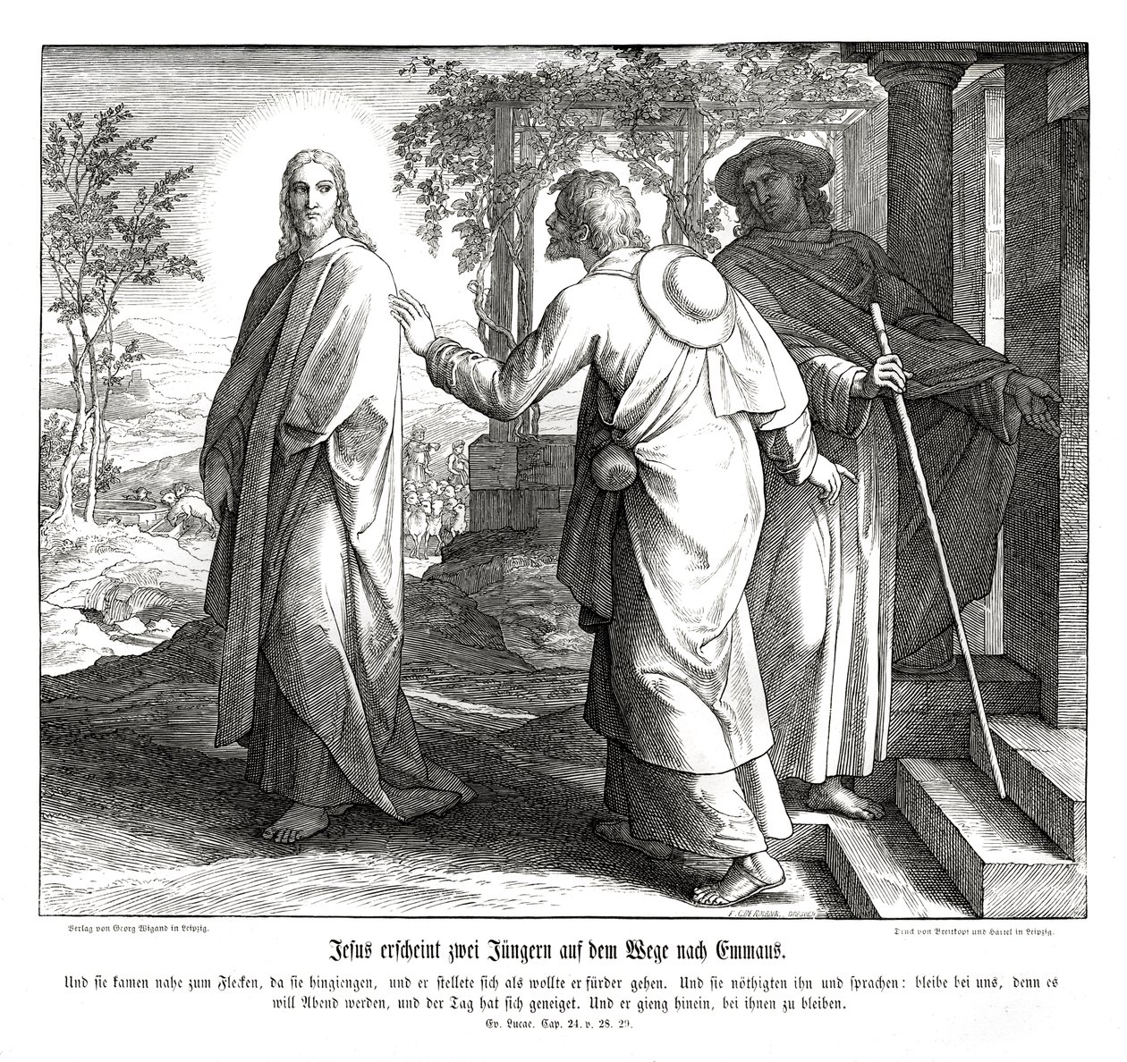 Jesús aparece a dos discípulos, Evangelio de Lucas de Julius Schnorr von Carolsfeld