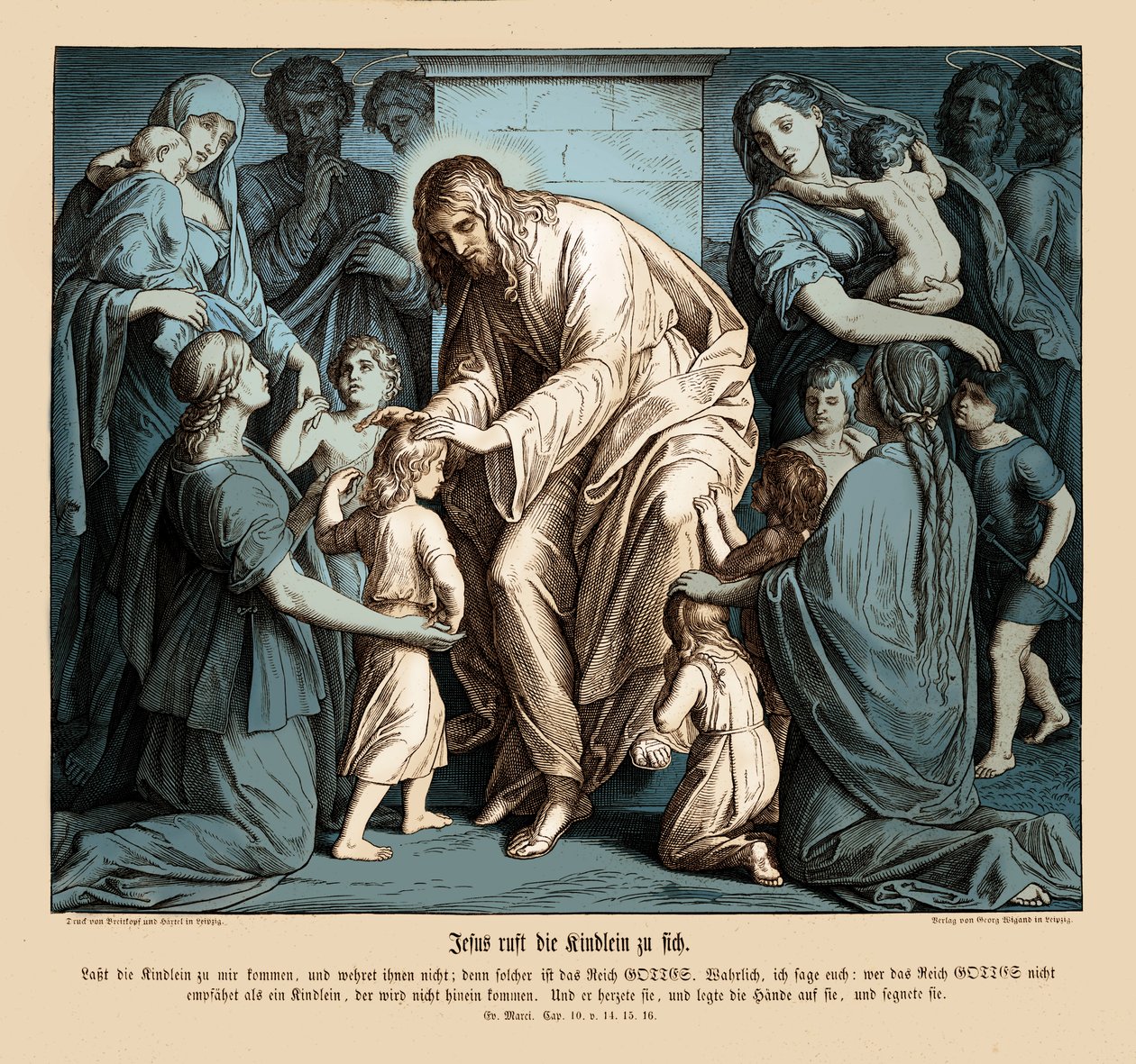 Jesús llama a los niños, Evangelio de Marcos de Julius Schnorr von Carolsfeld