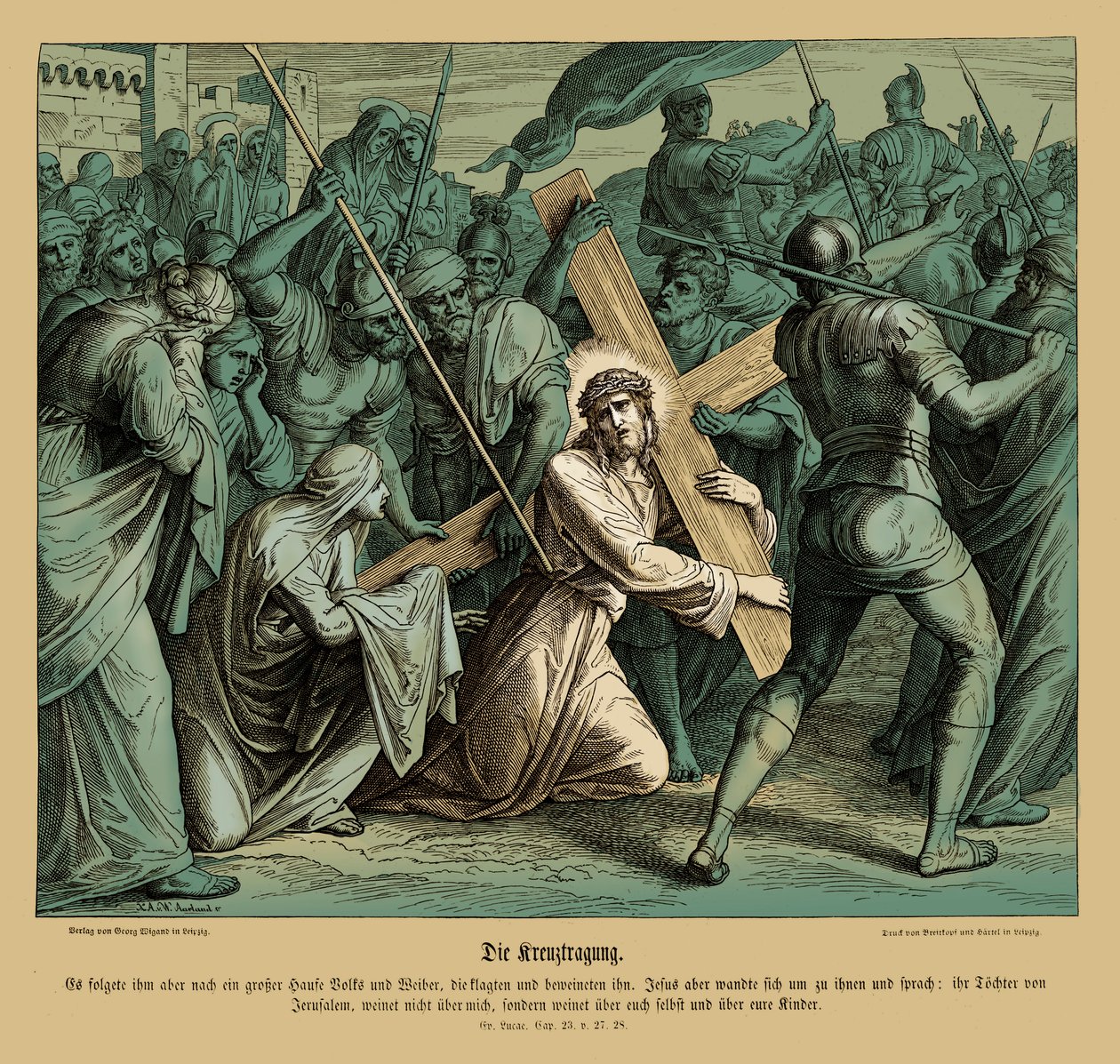 Jesús cargando la cruz, Evangelio de Lucas de Julius Schnorr von Carolsfeld