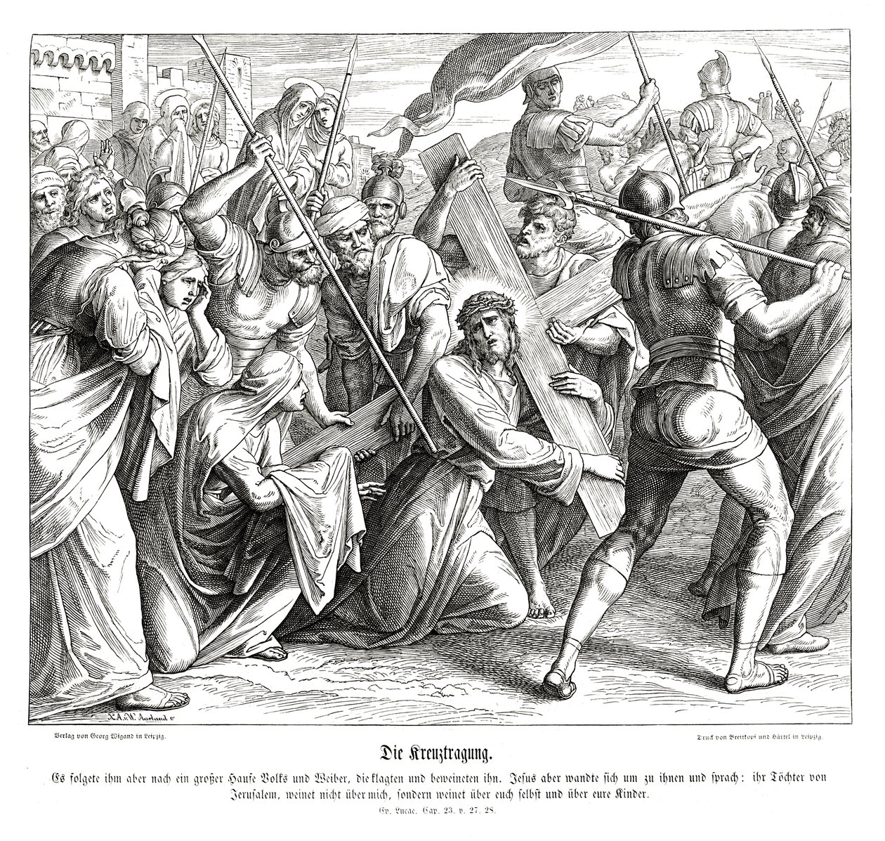 Jesús cargando la cruz, Evangelio de Lucas de Julius Schnorr von Carolsfeld