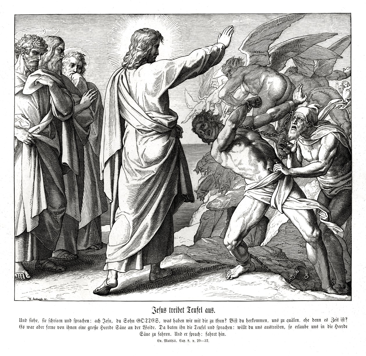 Jesús expulsa a los demonios, Evangelio de Mateo de Julius Schnorr von Carolsfeld
