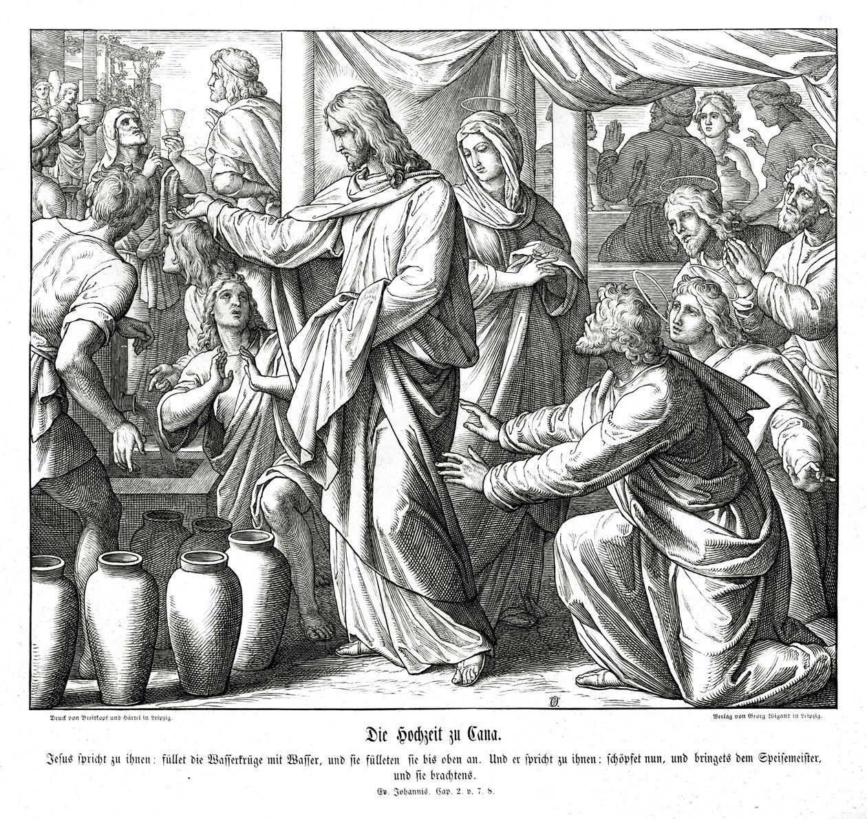 Jesús convierte el agua en vino, Evangelio de Juan de Julius Schnorr von Carolsfeld