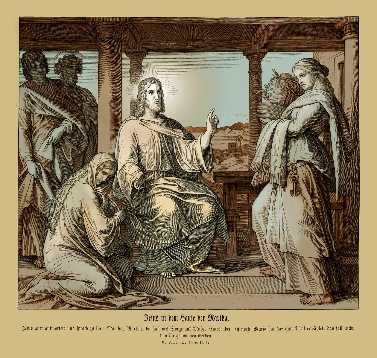 Jesús en la casa de Marta, Evangelio de Lucas de Julius Schnorr von Carolsfeld