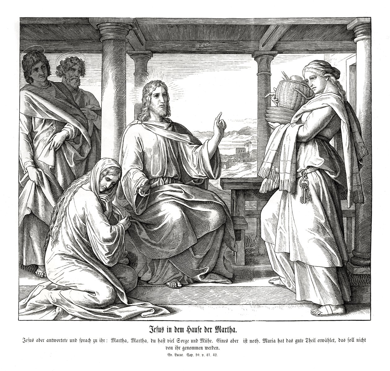 Jesús en la casa de Marta, Evangelio de Lucas de Julius Schnorr von Carolsfeld