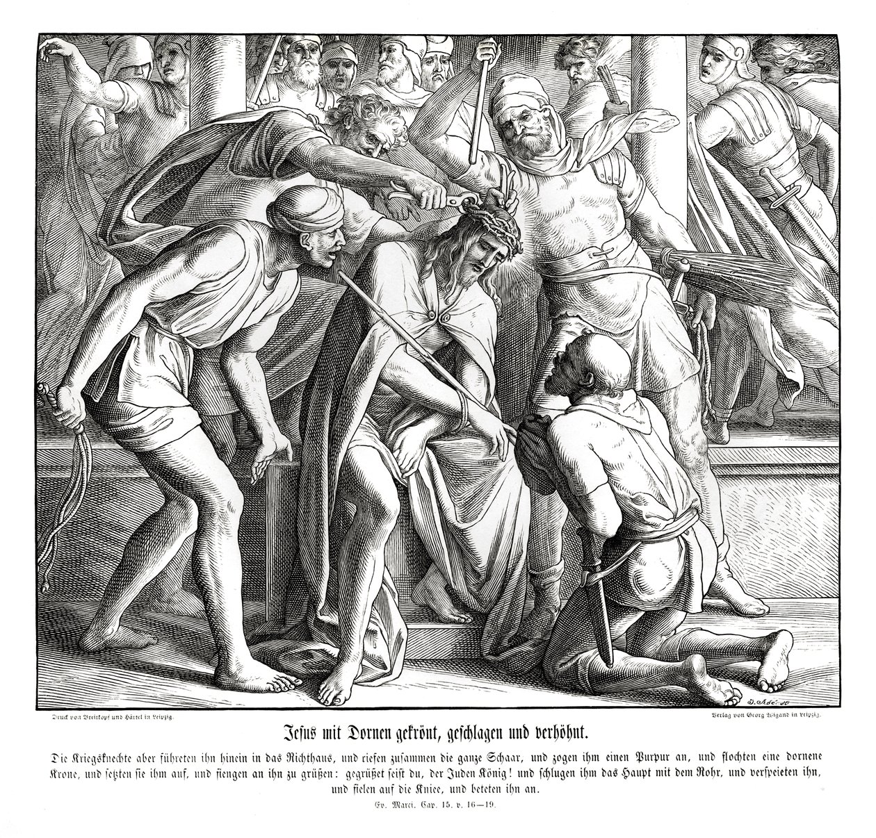 Jesús es coronado de espinas, Evangelio de Marcos de Julius Schnorr von Carolsfeld