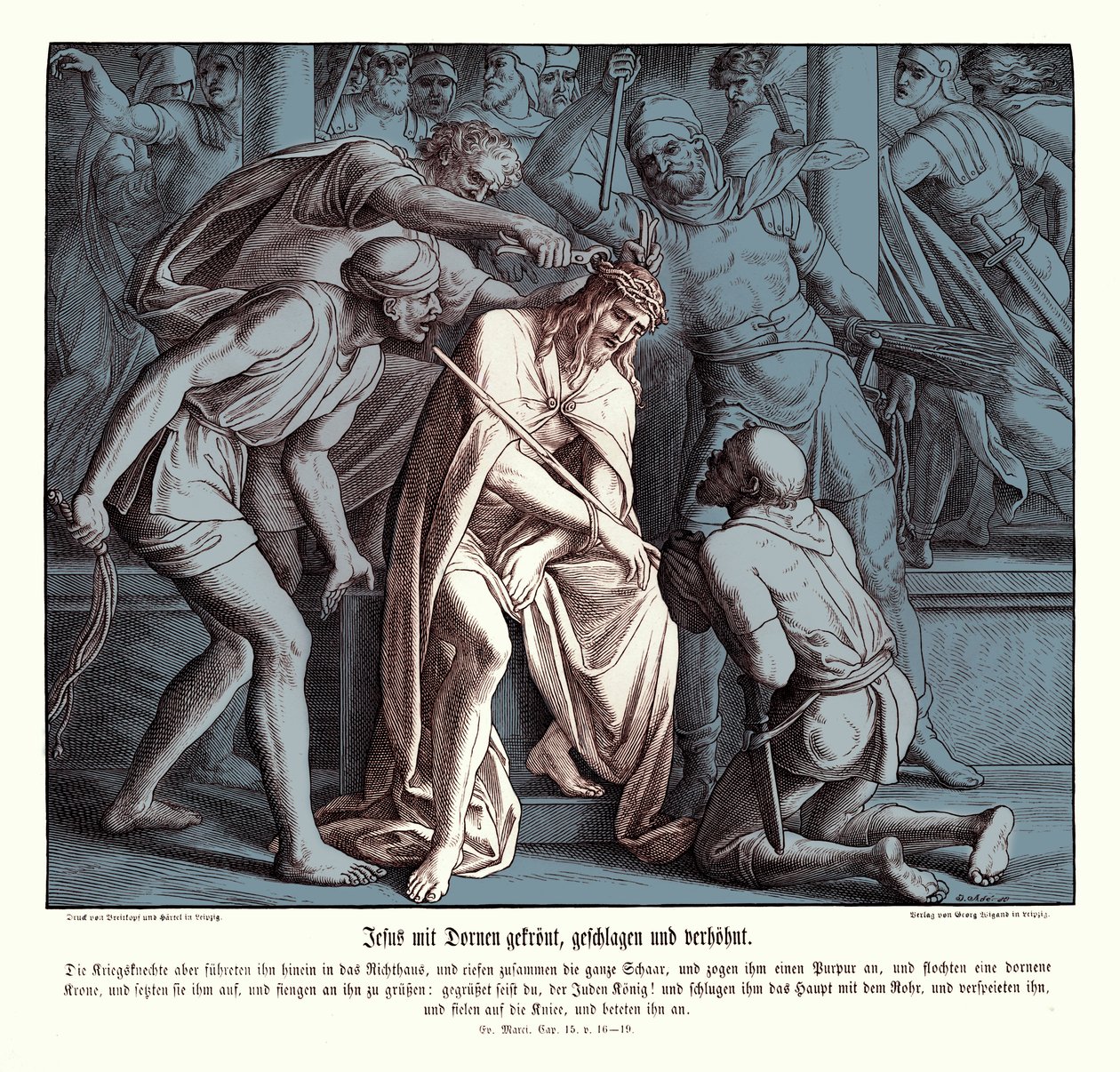 Jesús recibe una corona de espinas, Evangelio de Marcos de Julius Schnorr von Carolsfeld