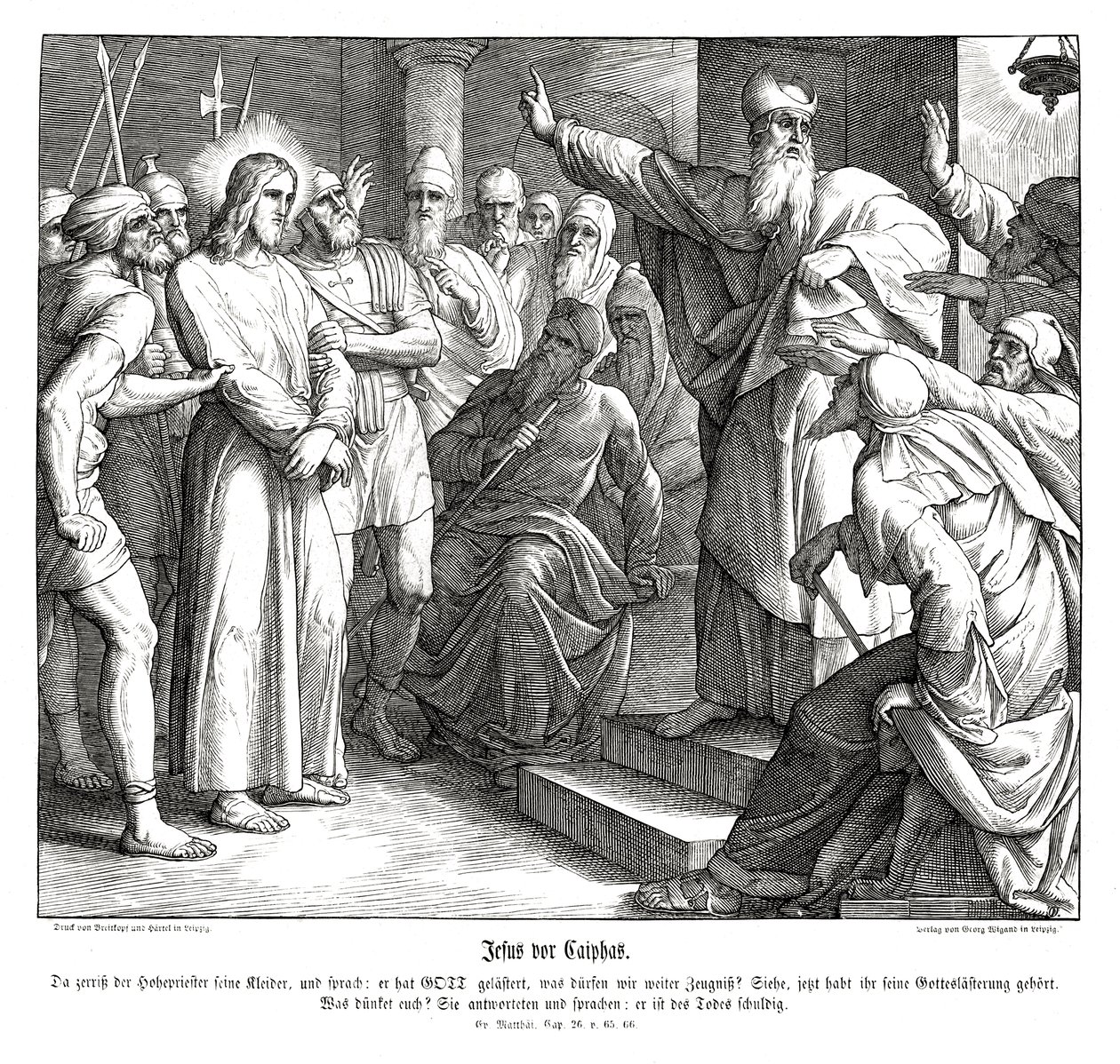 Juicio de Jesús ante Caifás, Evangelio de Mateo de Julius Schnorr von Carolsfeld