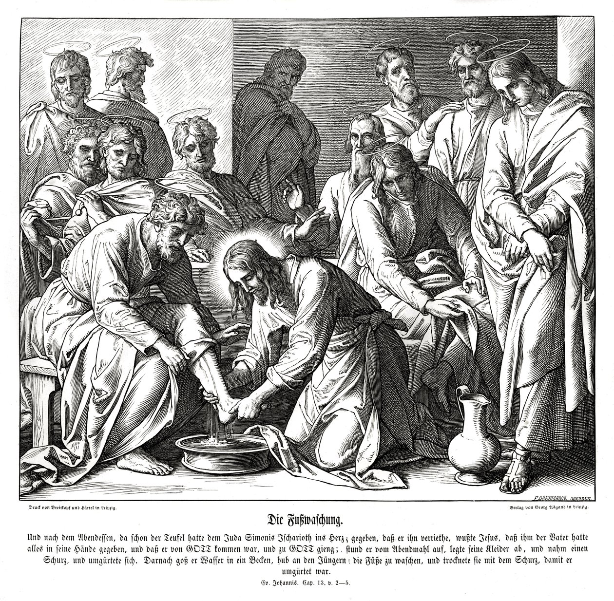 Jesús lava los pies de sus discípulos, Evangelio de Juan de Julius Schnorr von Carolsfeld