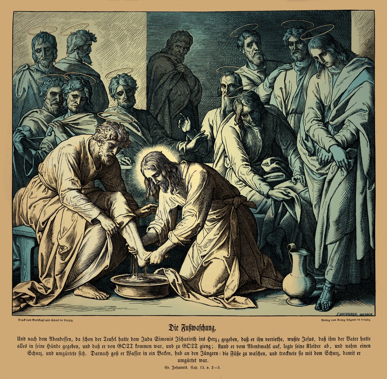 Jesús lava los pies de sus discípulos, Evangelio de Juan de Julius Schnorr von Carolsfeld