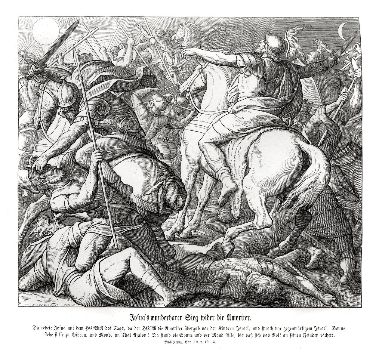Victoria de Josué sobre los amorreos, Josué de Julius Schnorr von Carolsfeld