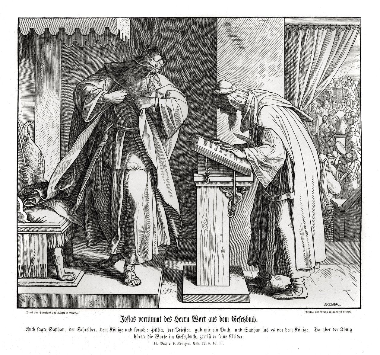Josías escucha la palabra de la ley, 2 Reyes de Julius Schnorr von Carolsfeld