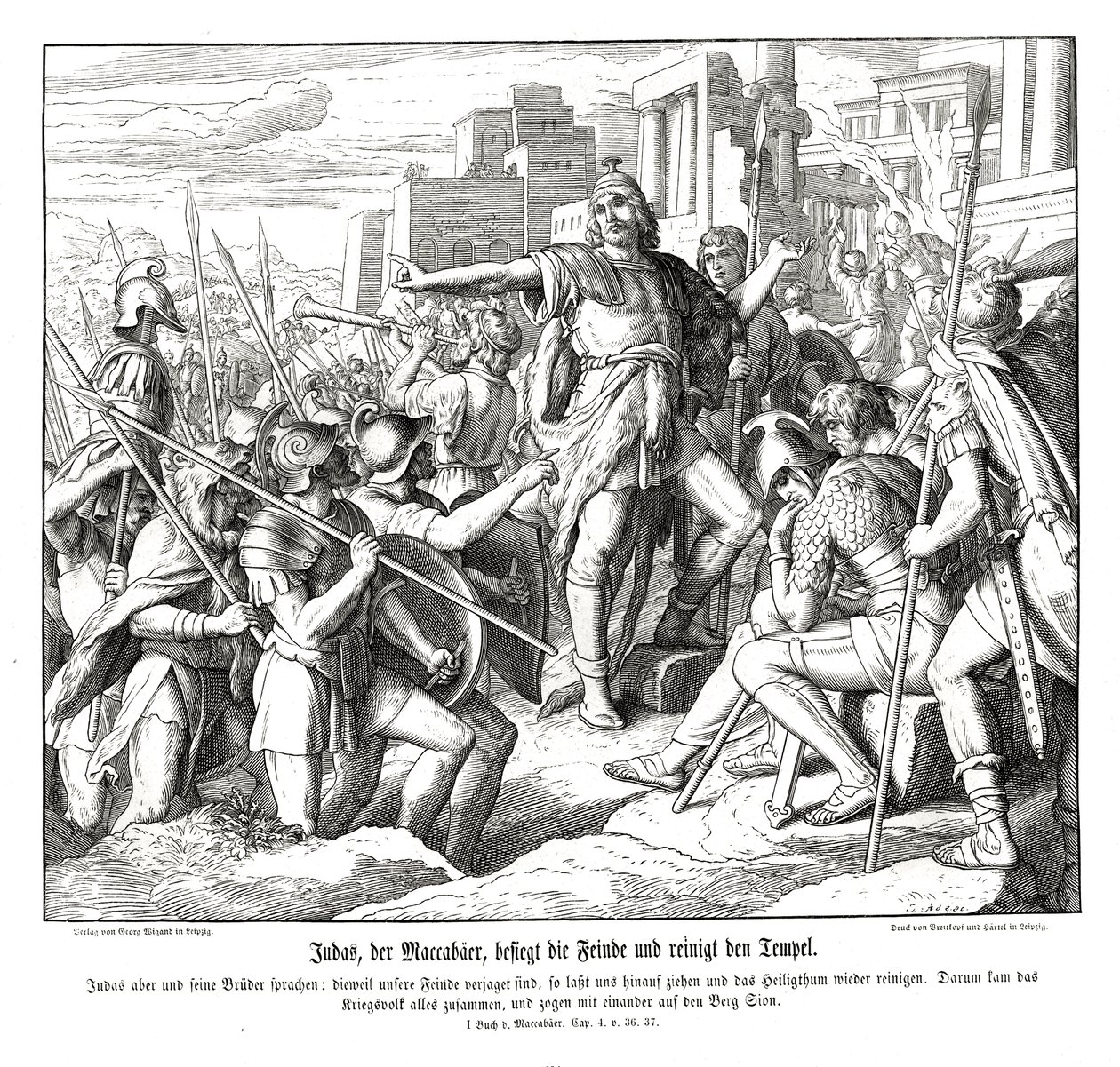 Judas el Macabeo derrota a sus enemigos de Julius Schnorr von Carolsfeld