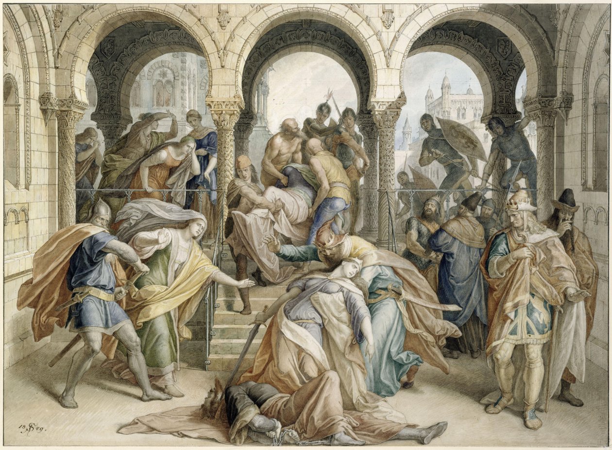 La muerte de Krimilda de Julius Schnorr von Carolsfeld