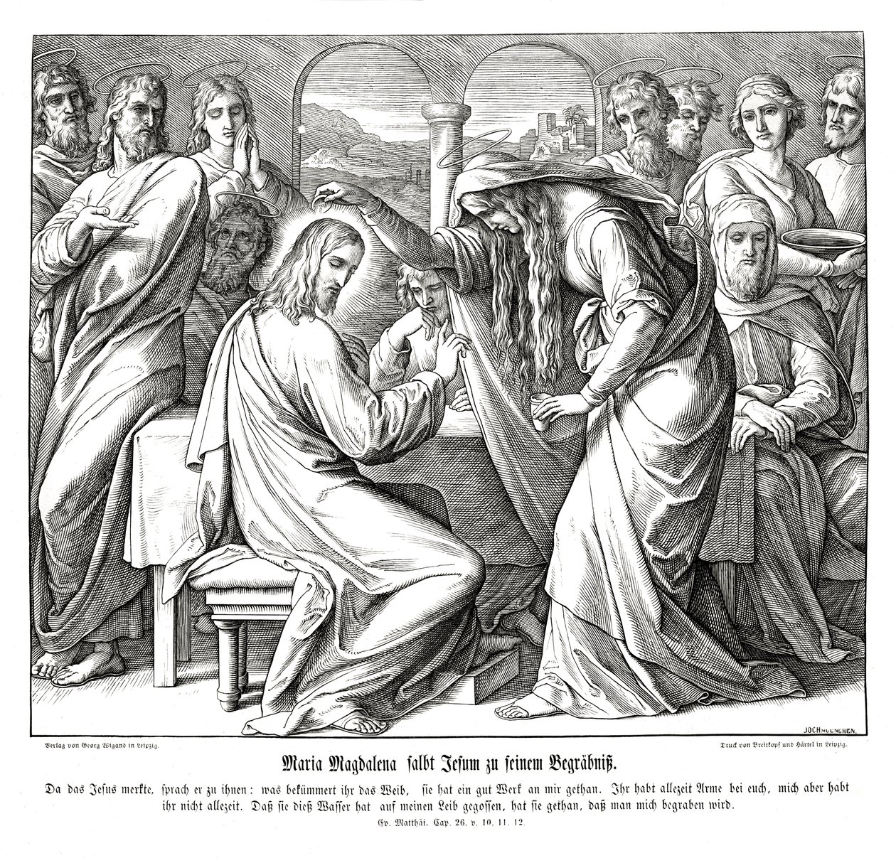 María Magdalena unge a Jesús, Evangelio de Mateo de Julius Schnorr von Carolsfeld