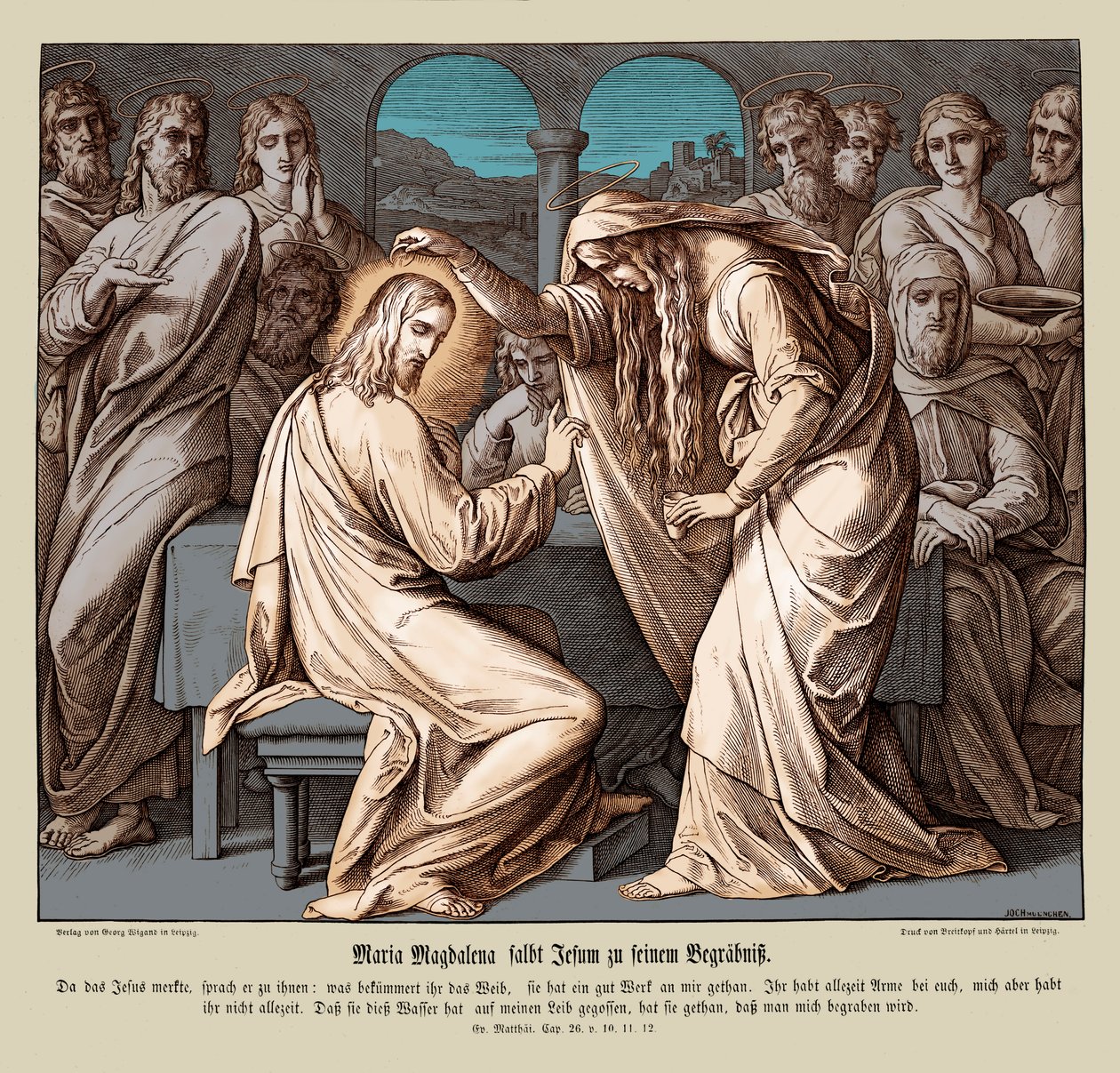 María Magdalena unge a Jesús, Evangelio de Mateo de Julius Schnorr von Carolsfeld