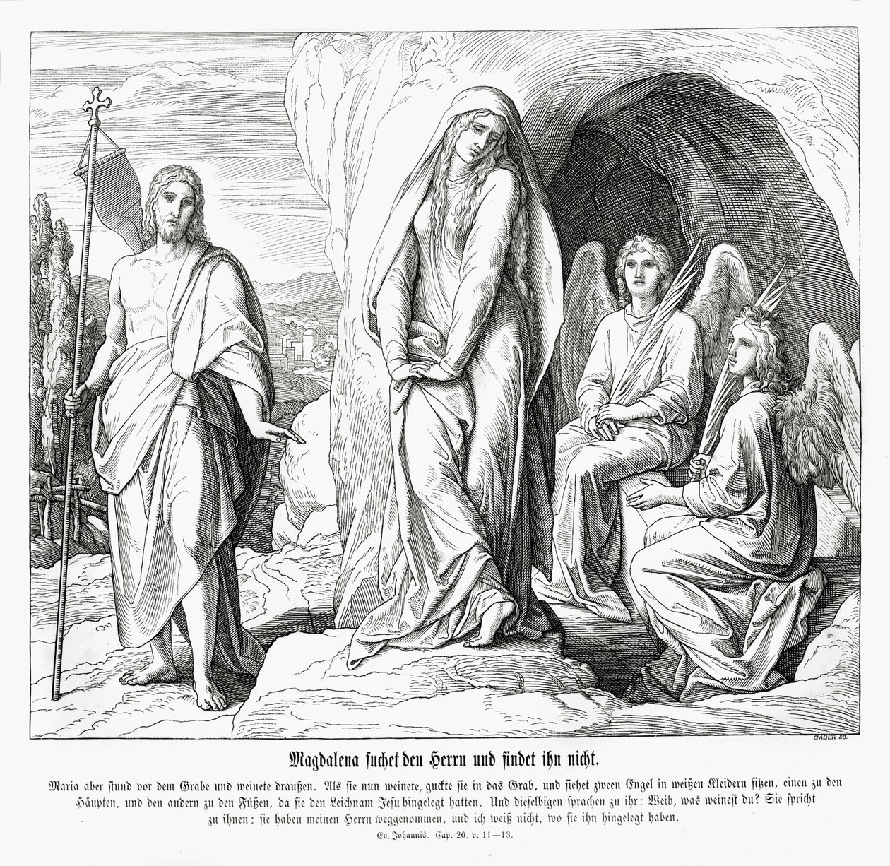 María Magdalena en la tumba de Jesús, Evangelio de Juan de Julius Schnorr von Carolsfeld