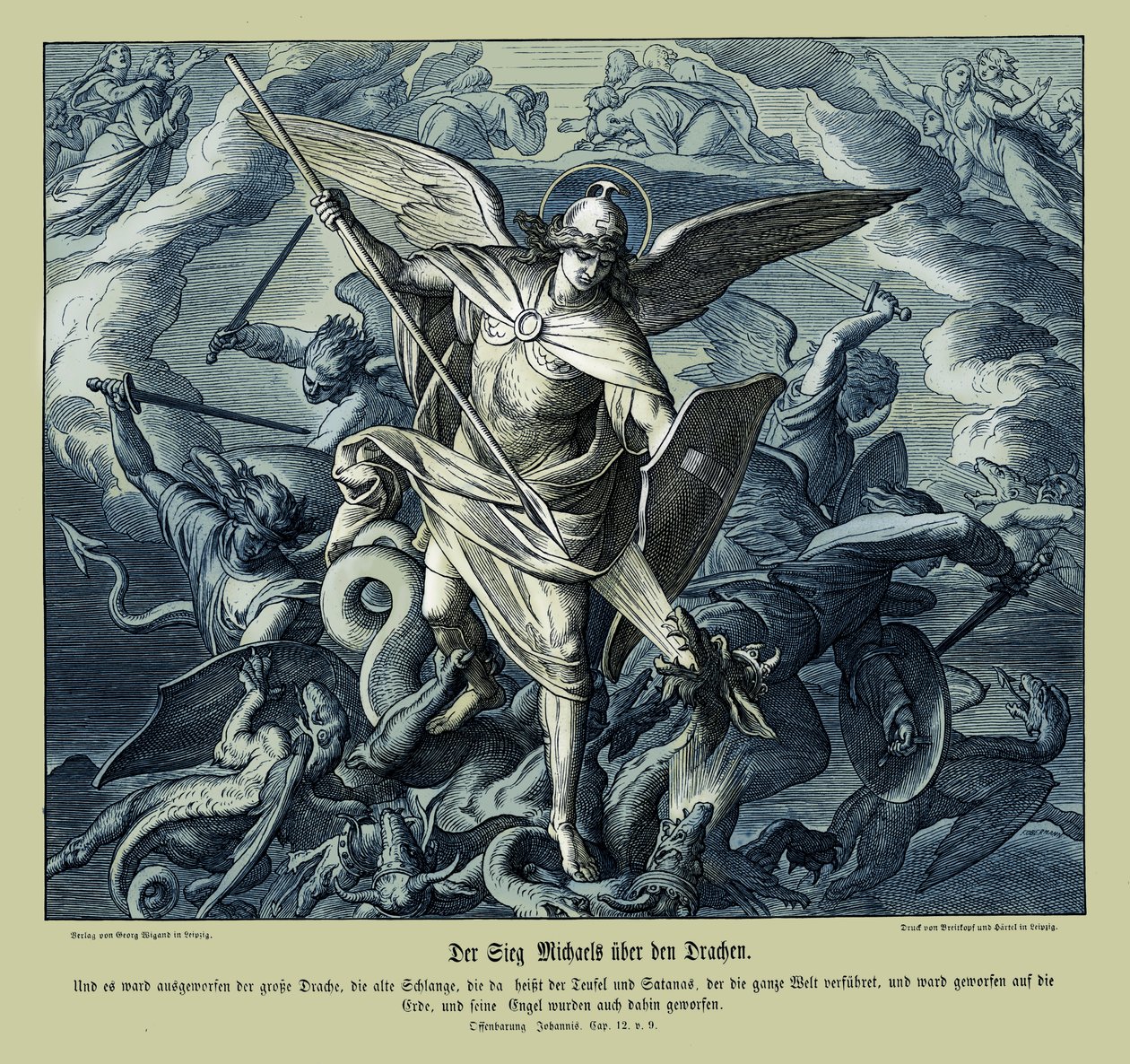 Victoria de Miguel sobre el dragón, Apocalipsis de Julius Schnorr von Carolsfeld