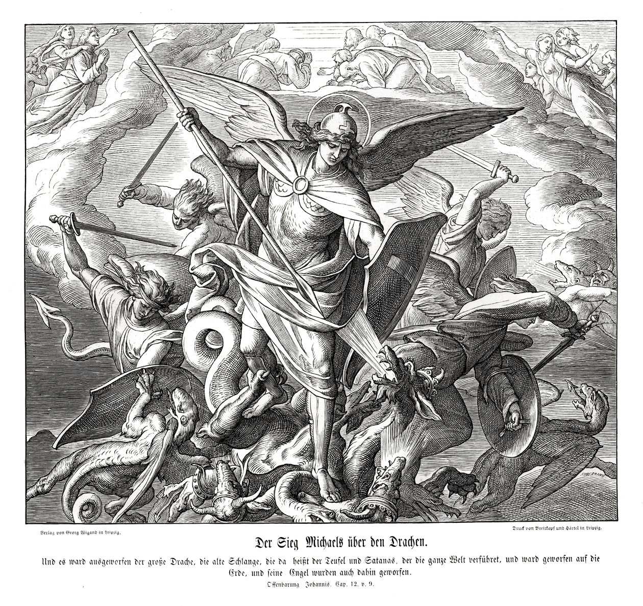 Victoria de Miguel sobre el dragón, Apocalipsis de Julius Schnorr von Carolsfeld
