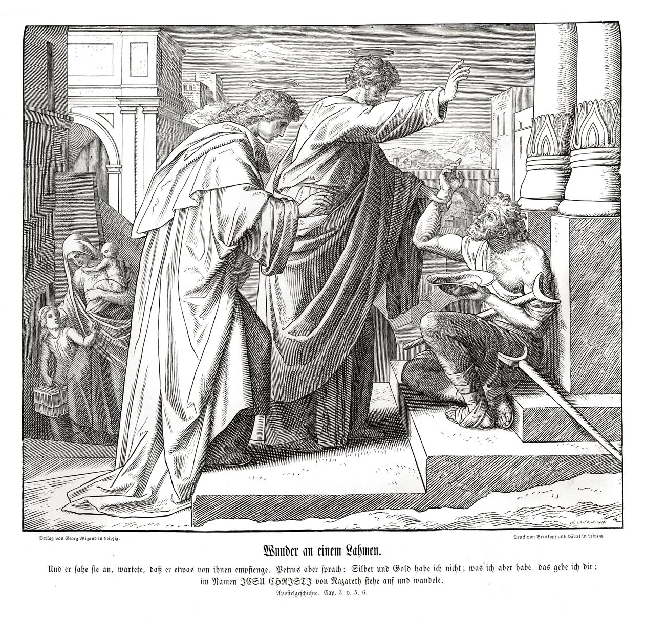 Milagro del hombre cojo, Hechos de los Apóstoles de Julius Schnorr von Carolsfeld