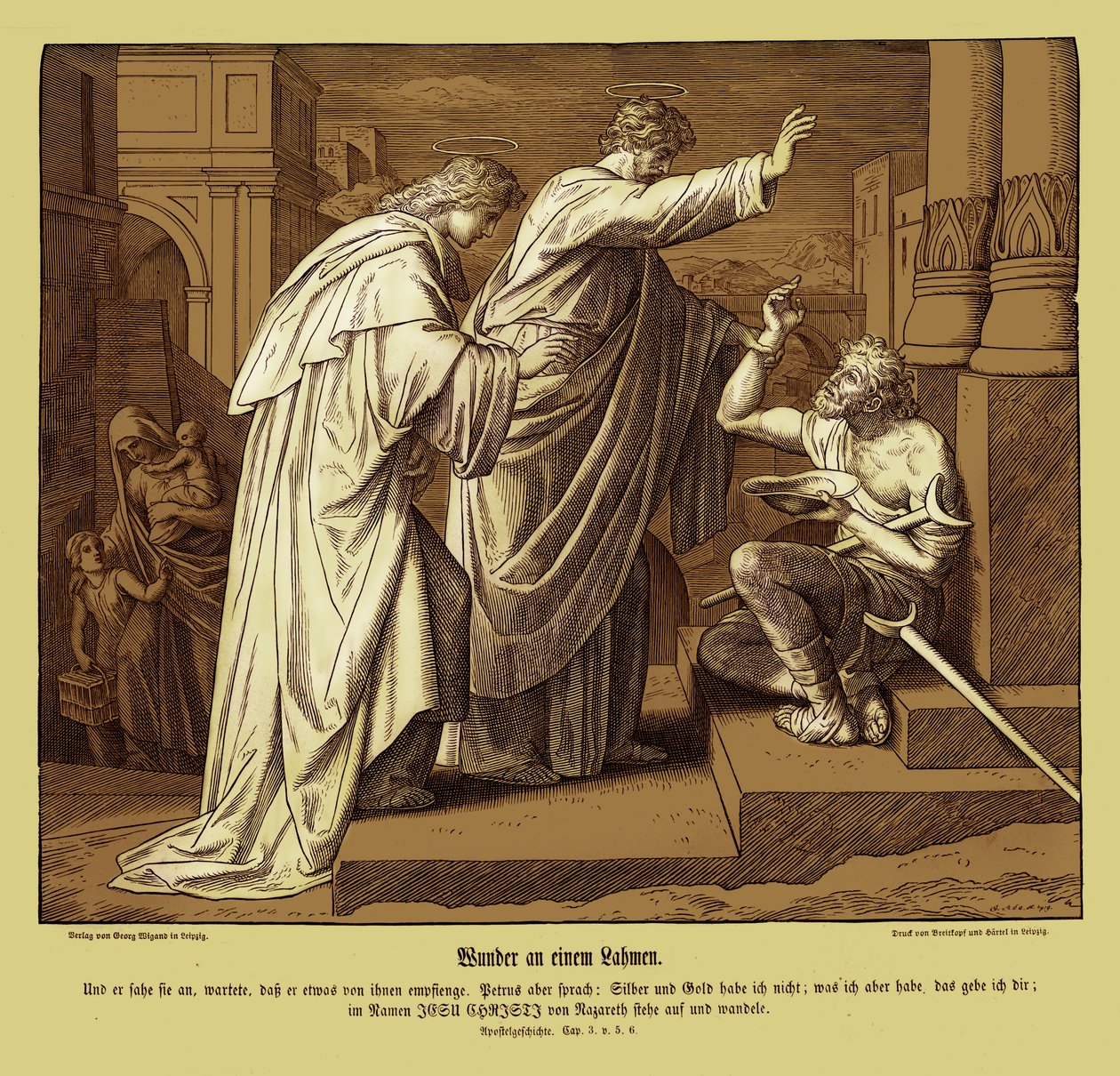Milagro del hombre cojo, Hechos de los Apóstoles de Julius Schnorr von Carolsfeld