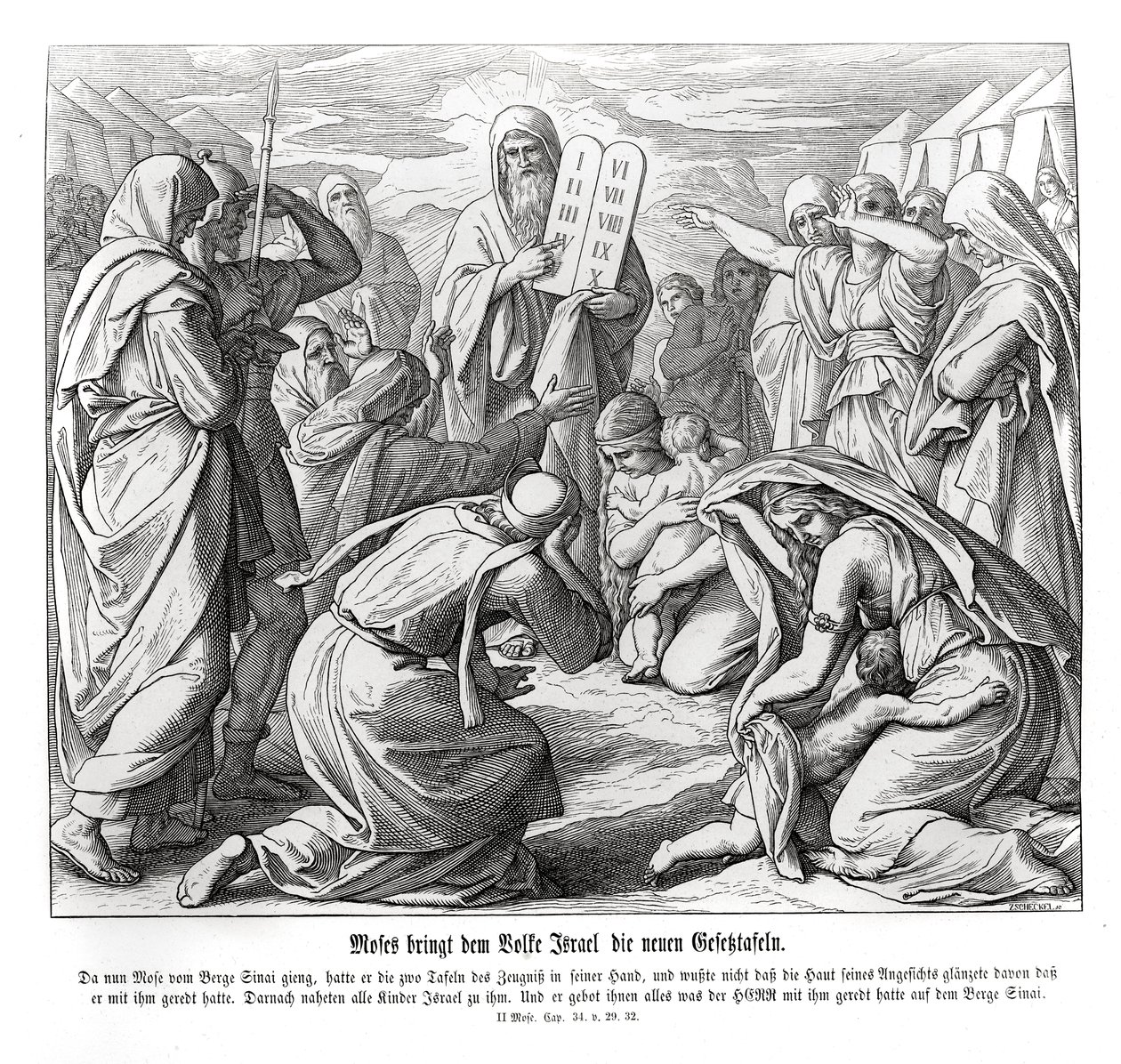 Moisés entrega los mandamientos, Éxodo de Julius Schnorr von Carolsfeld
