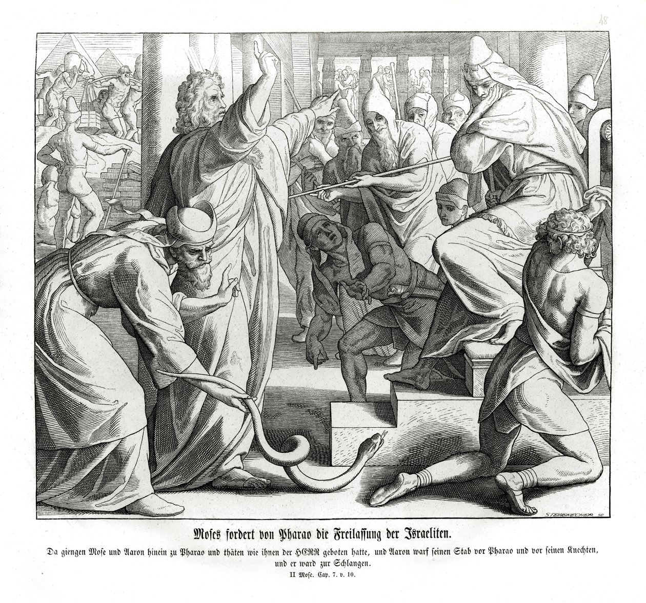 Moisés exige la liberación de los israelitas, Éxodo de Julius Schnorr von Carolsfeld