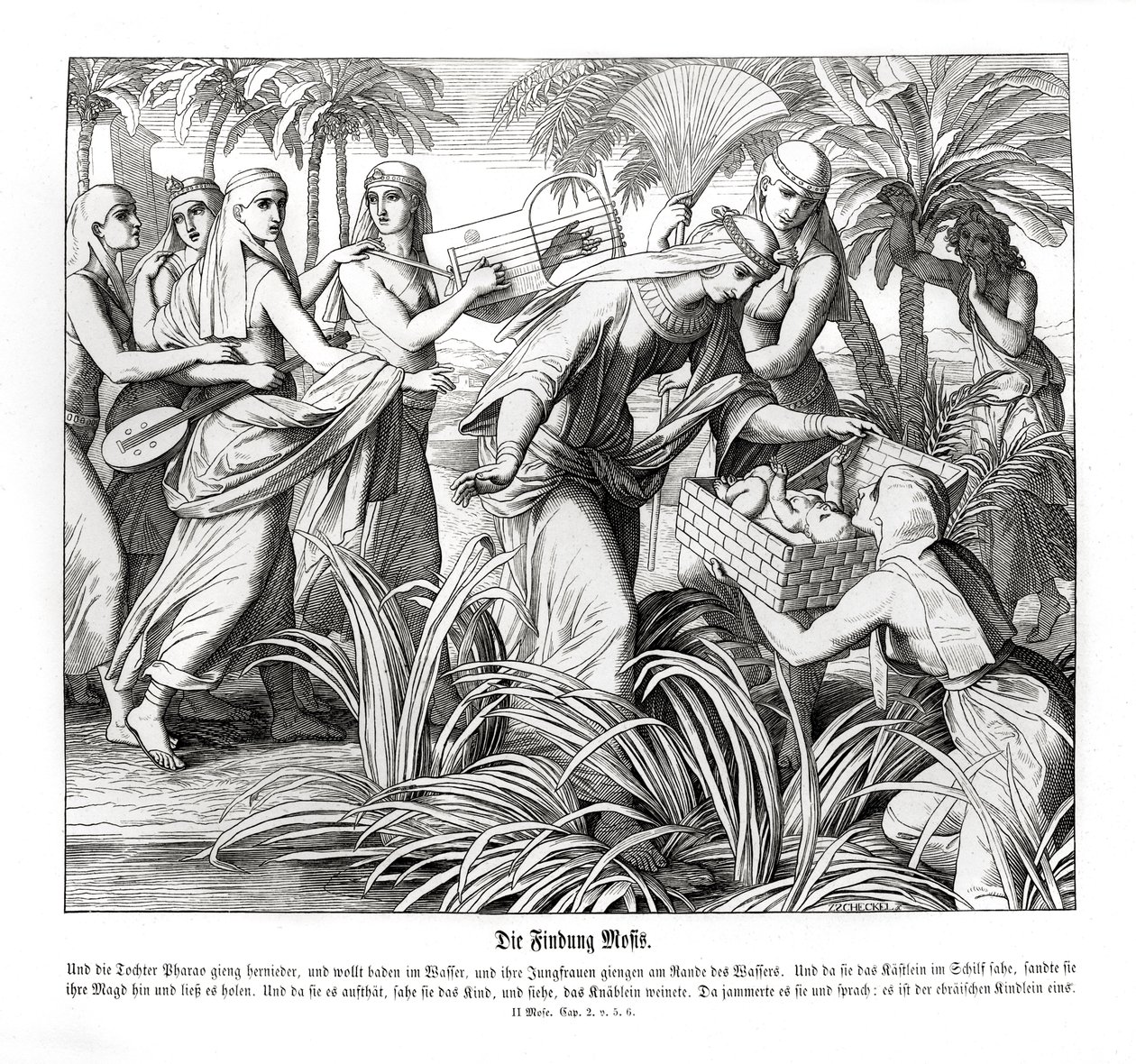 Moisés es descubierto en los juncos, Éxodo de Julius Schnorr von Carolsfeld