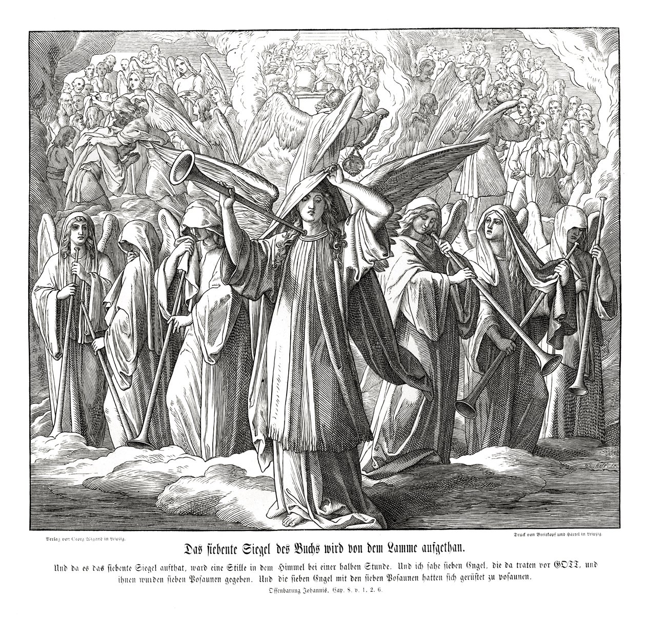 Apertura del séptimo sello por el Cordero, Apocalipsis de Julius Schnorr von Carolsfeld