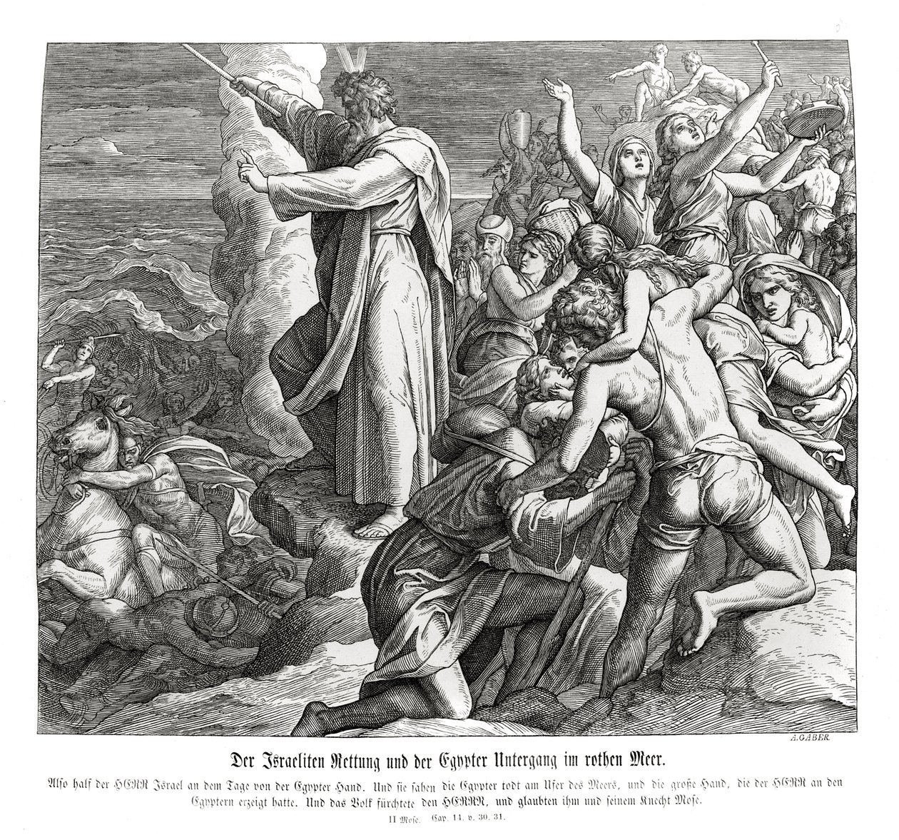 Partición del Mar Rojo, Éxodo de Julius Schnorr von Carolsfeld