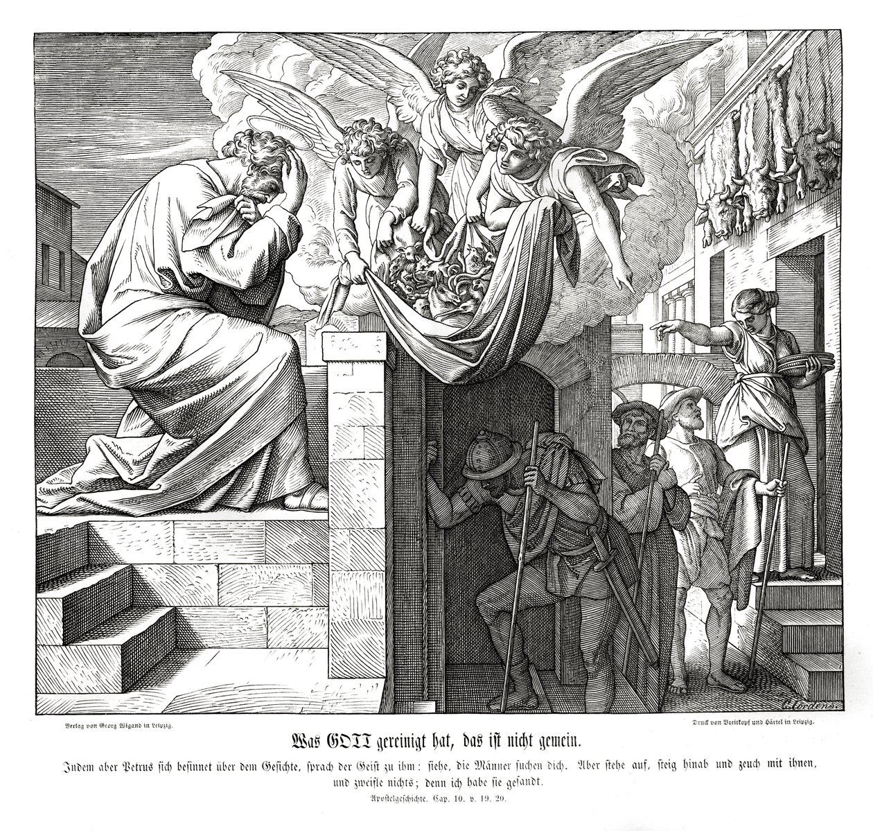 Pedro y los hombres de Cornelio, Hechos de los Apóstoles de Julius Schnorr von Carolsfeld