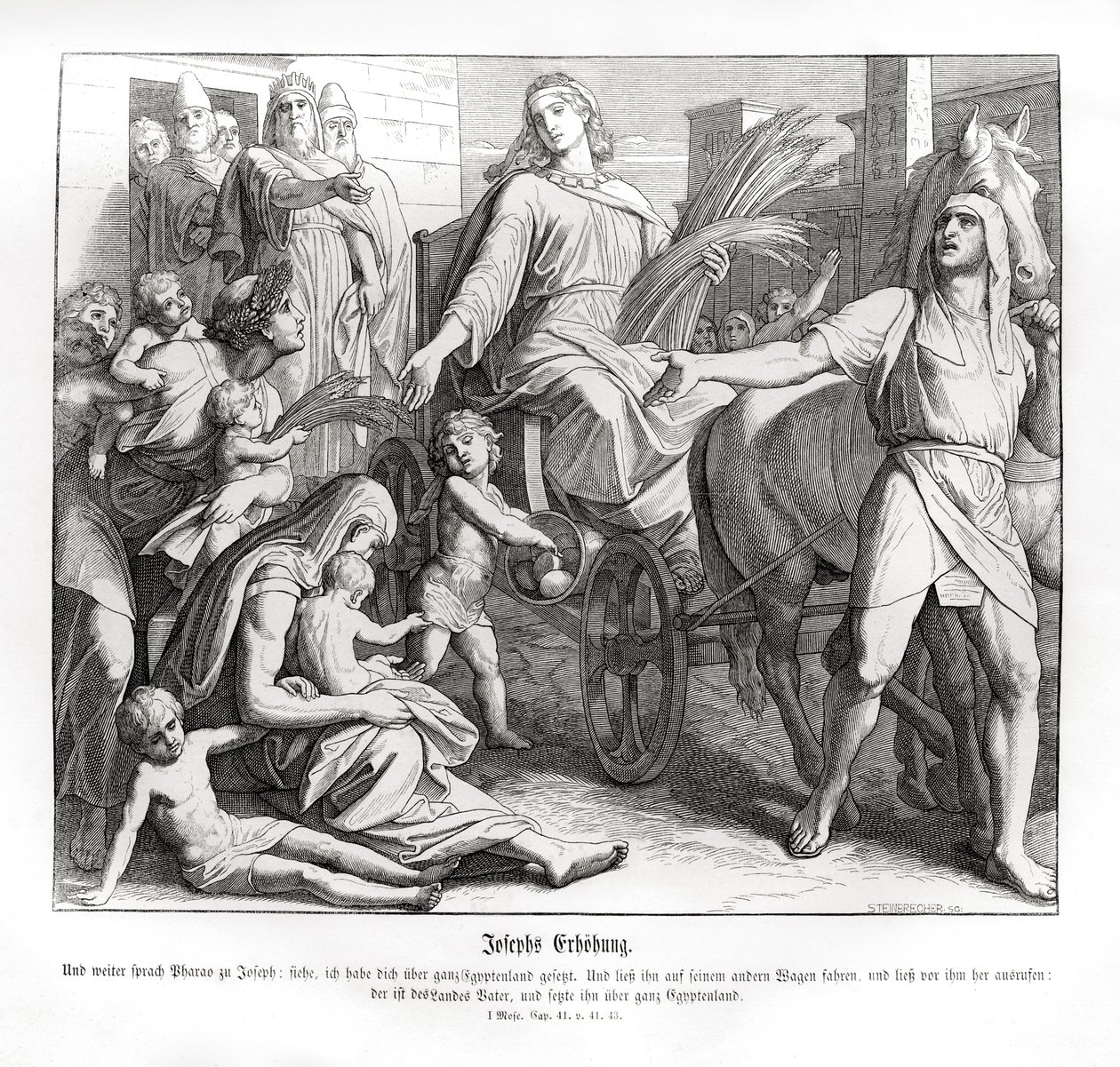 El faraón hace a José líder sobre Egipto, Génesis de Julius Schnorr von Carolsfeld