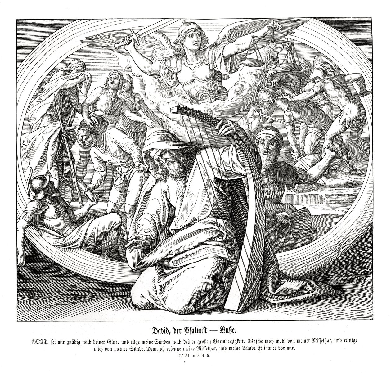 Salmos - arrepentimiento de Julius Schnorr von Carolsfeld