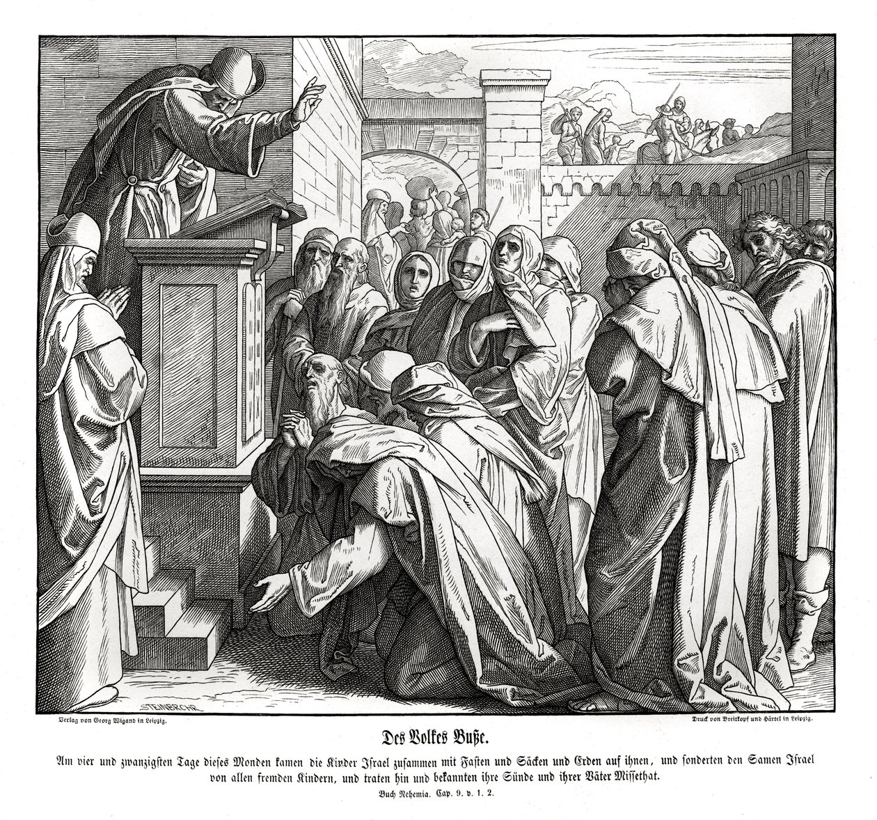 Arrepentimiento del pueblo, Nehemías de Julius Schnorr von Carolsfeld